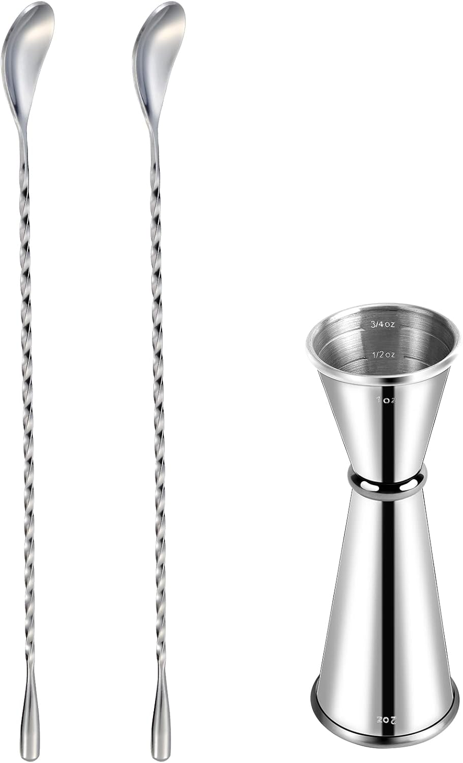 Mixing Spoon and Jigger for Bartending Stainless Steel Home Bar Tool for Making Delicious Cocktails Drinks Juice - Image 1