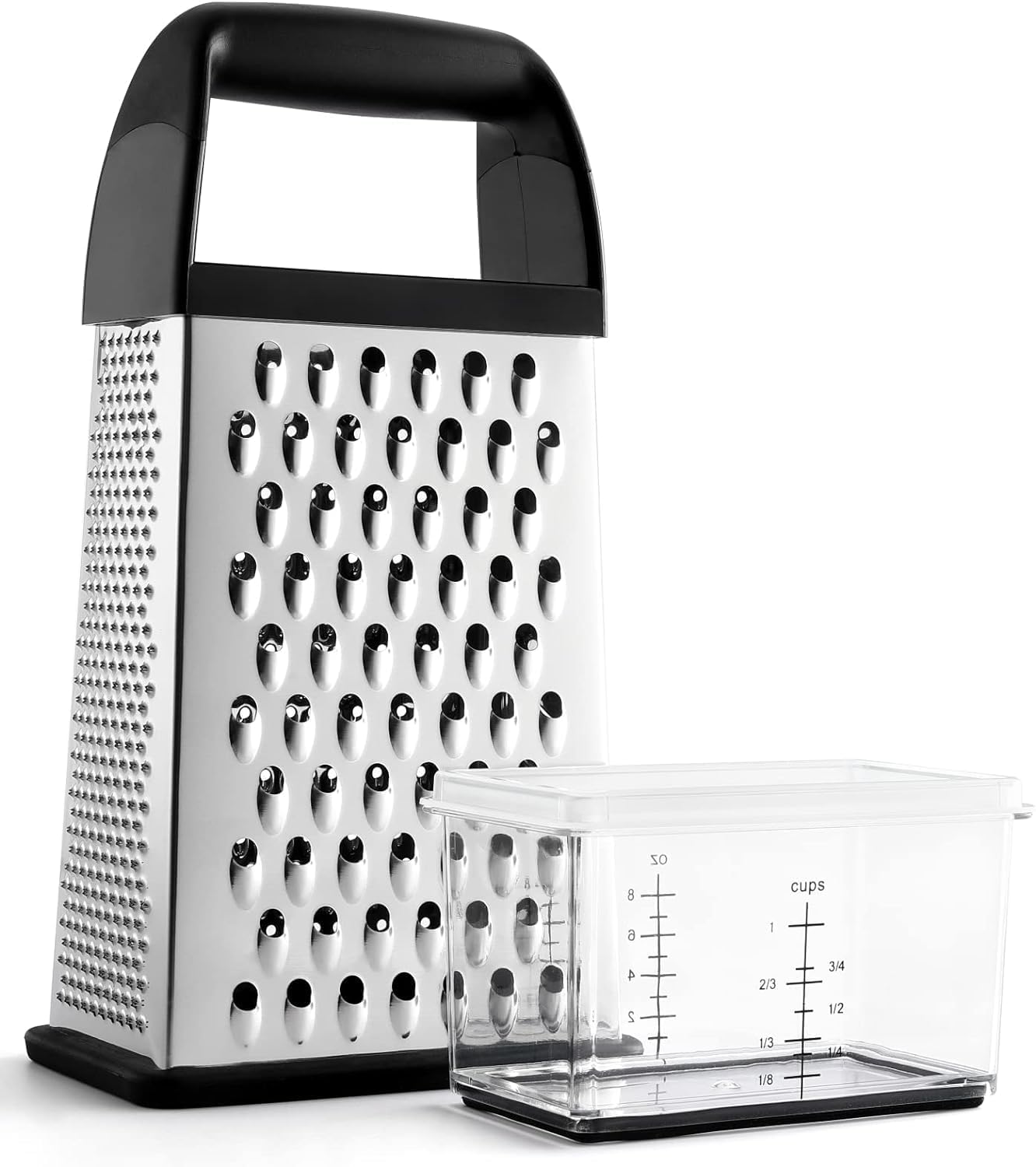 Cheese Grater With Container Box Grater Stainless Steel Graters for Kitchen Cheese Shredder Parmesan Shredder Kitchen Gadgets Kitchen Tools Kitchen Gifts for Chef Dishwasher Safe Zester - Image 1