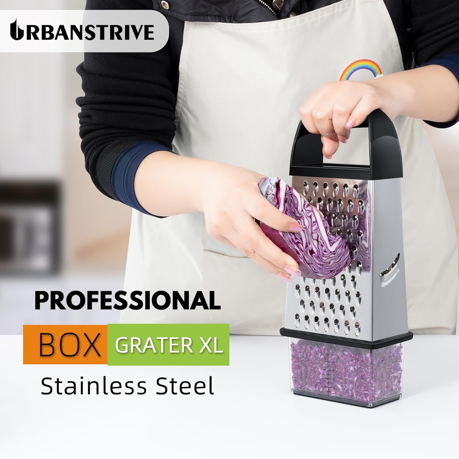 Cheese Grater With Container Box Grater Stainless Steel Graters for Kitchen Cheese Shredder Parmesan Shredder Kitchen Gadgets Kitchen Tools Kitchen Gifts for Chef Dishwasher Safe Zester - Image 5