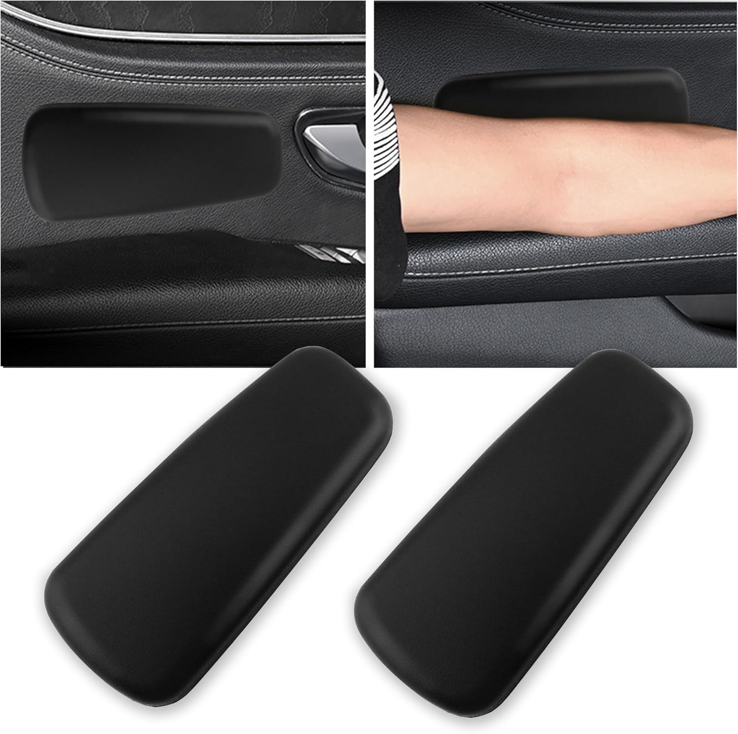 2PCS Elbow Pad Arm Rest for Car,Soft Leather Arm Rest Pillow with One-Piece Molding for Comfortable Support,Universal Car Accessories Car Knee Cushion Car Door Armrest Pads (Black) - Image 1