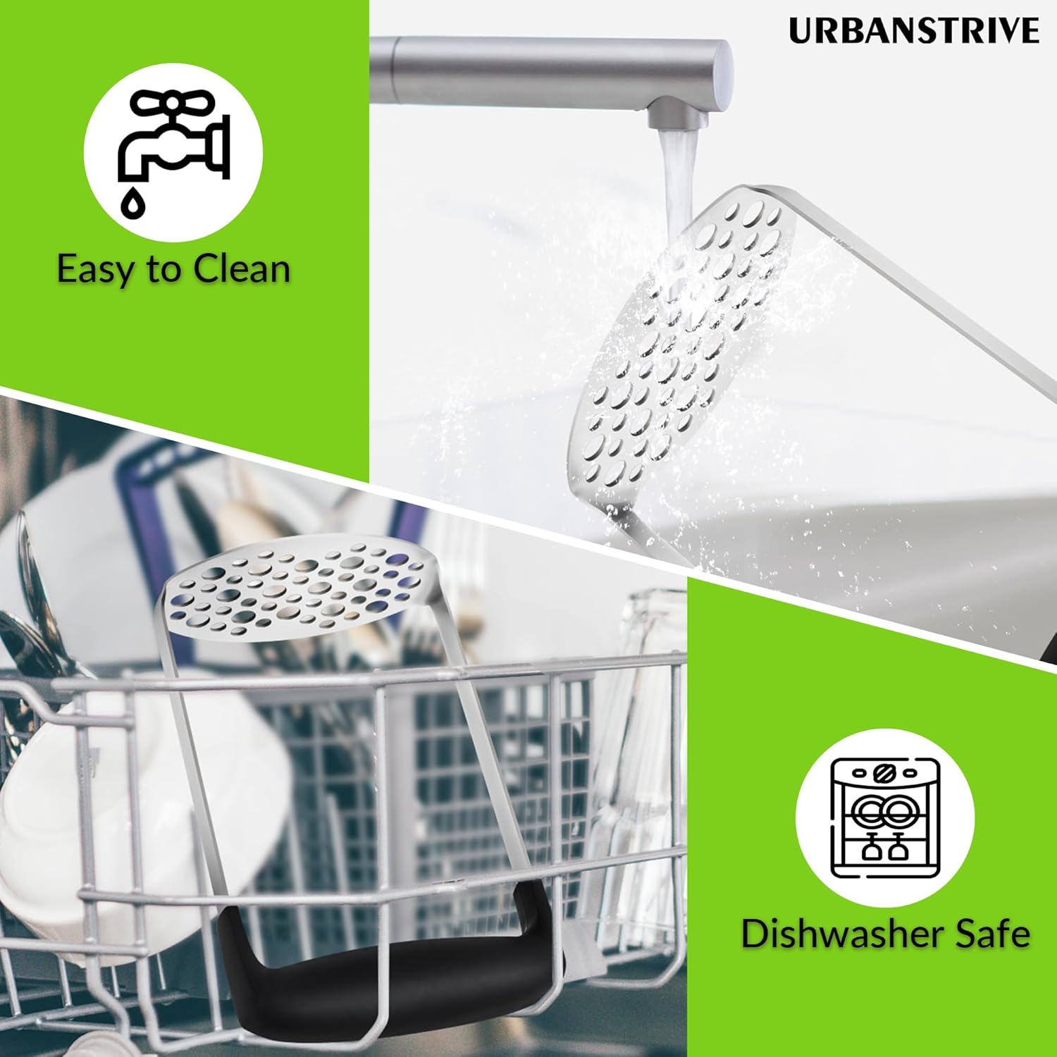 Upgraded Potato Masher, Durable Non-break Handle, Rust-proof, Dishwasher safe, Heavy duty 304 Stainless Steel, Kitchen Gadgets Gifts, Black - Image 6