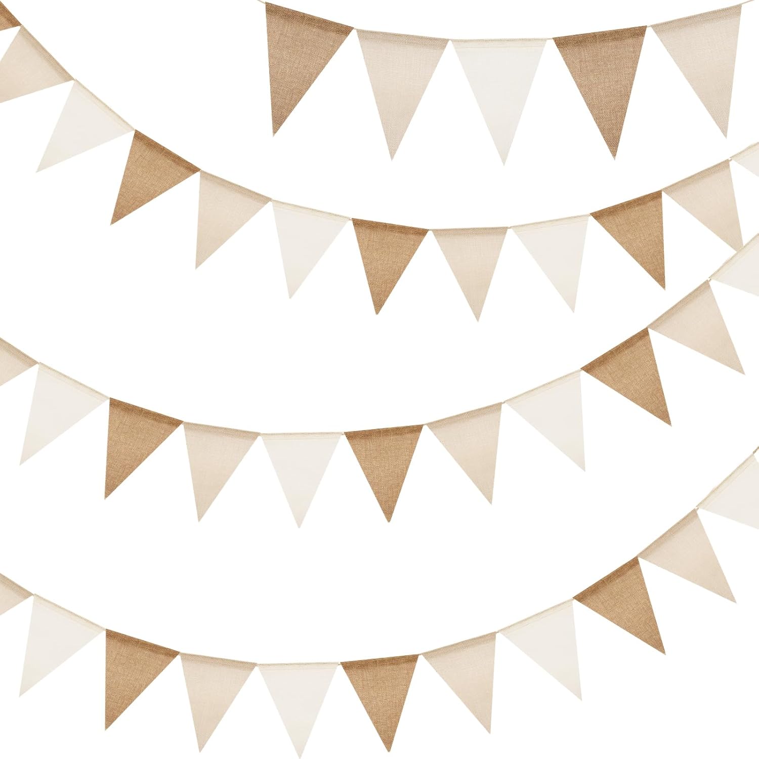 Pre-Strung Burlap Pennant Banner, 39Ft Linen Triangle Flag Bunting, 36pcs Pennant Banner Bunting Garland for Birthday, Wedding, Camping, Rustic Boho Theme Party Decorations - Image 1