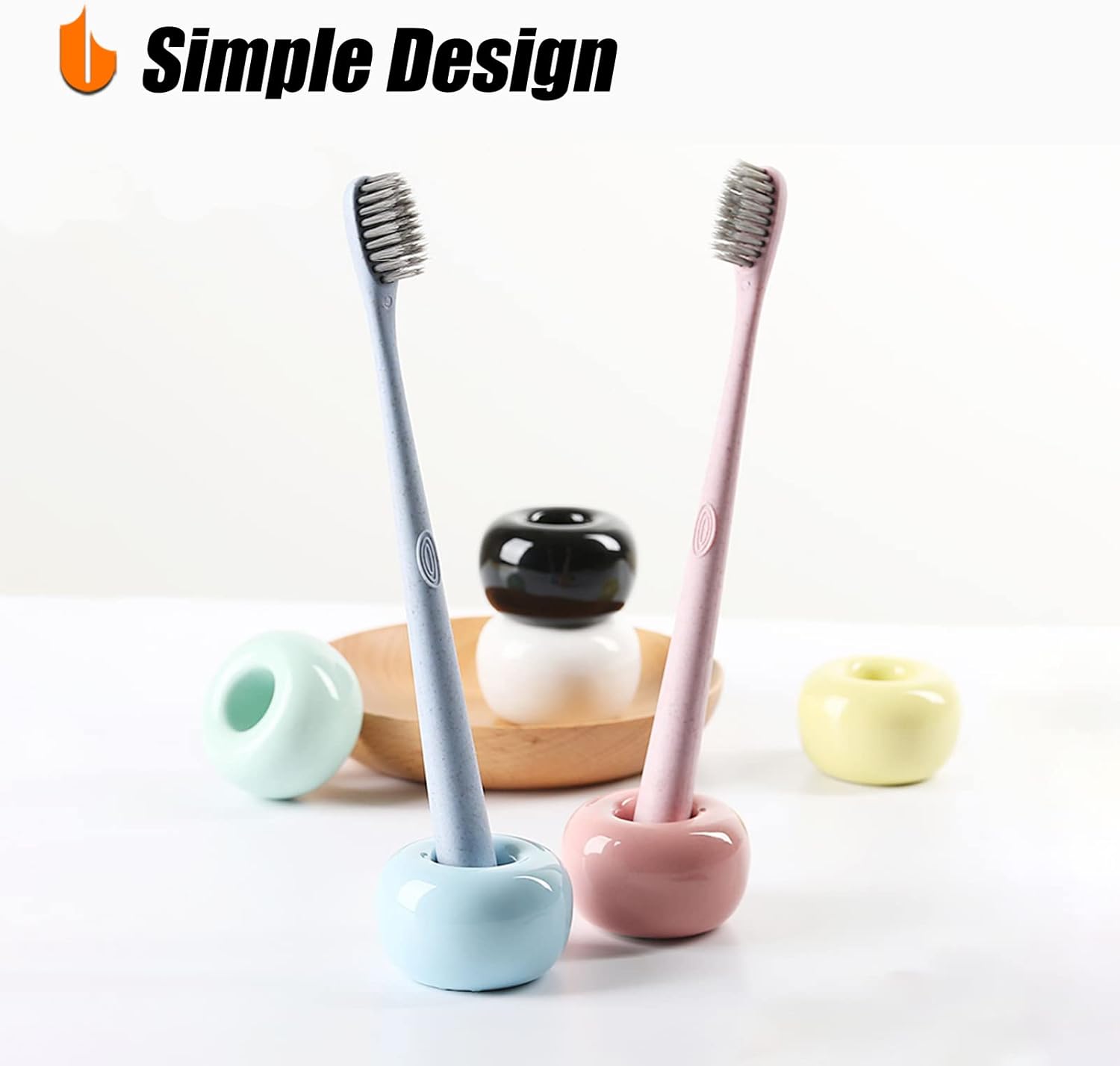 Travel-Friendly Mini Ceramics Toothbrush Holders for Bathroom Decor Vanity Countertops, Space Saver, White, 2 Pack - Image 3