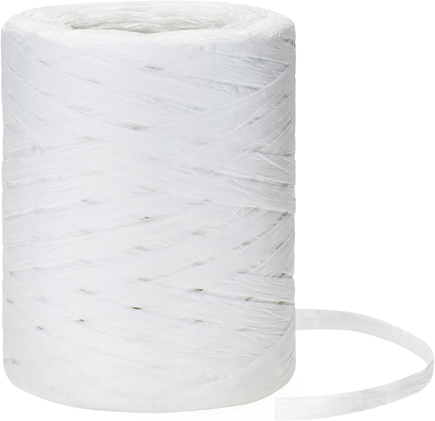 218 Yards Raffia Paper Craft Ribbon, 1/4 Inch Wide Raffia Ribbon, White Packing Paper String for Gift Wrapping, DIY Arts & Crafts, Christmas Holiday Decor - Image 1