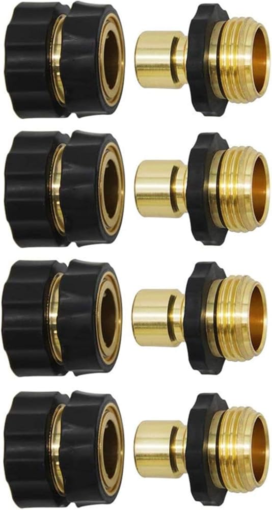 3/4 Inch Garden Hose Fitting Quick Connector Male and Female Set, 4 Set, Garden Hose Adapter, Quick Connect Hose Fittings, Garden Hose Connector, Hose Attachment - Image 1