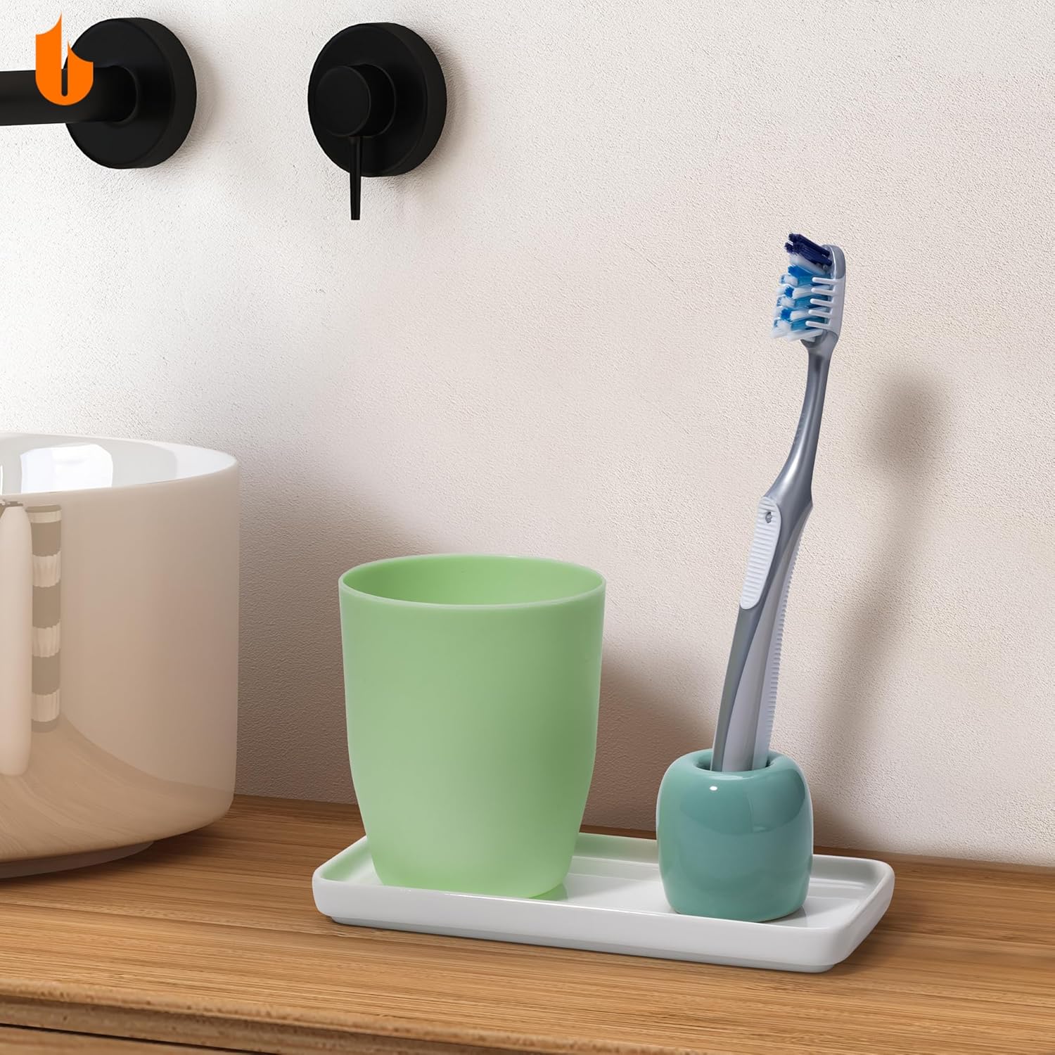 Ceramic Toothbrush Holders for Bathrooms, Sleek Tooth Brush Holder Toothbrush Stand Tooth Brushing Holder, Portable Bathroom Accessories Organizer, White, 2 Pack - Image 4