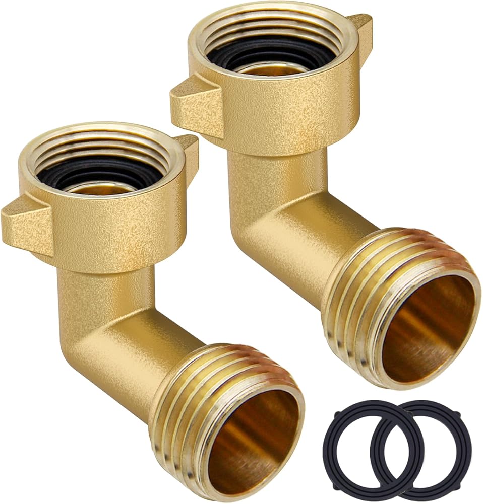 Garden Hose Elbow Connector 90 Degree Brass Hose Elbow(2pcs) 3/4