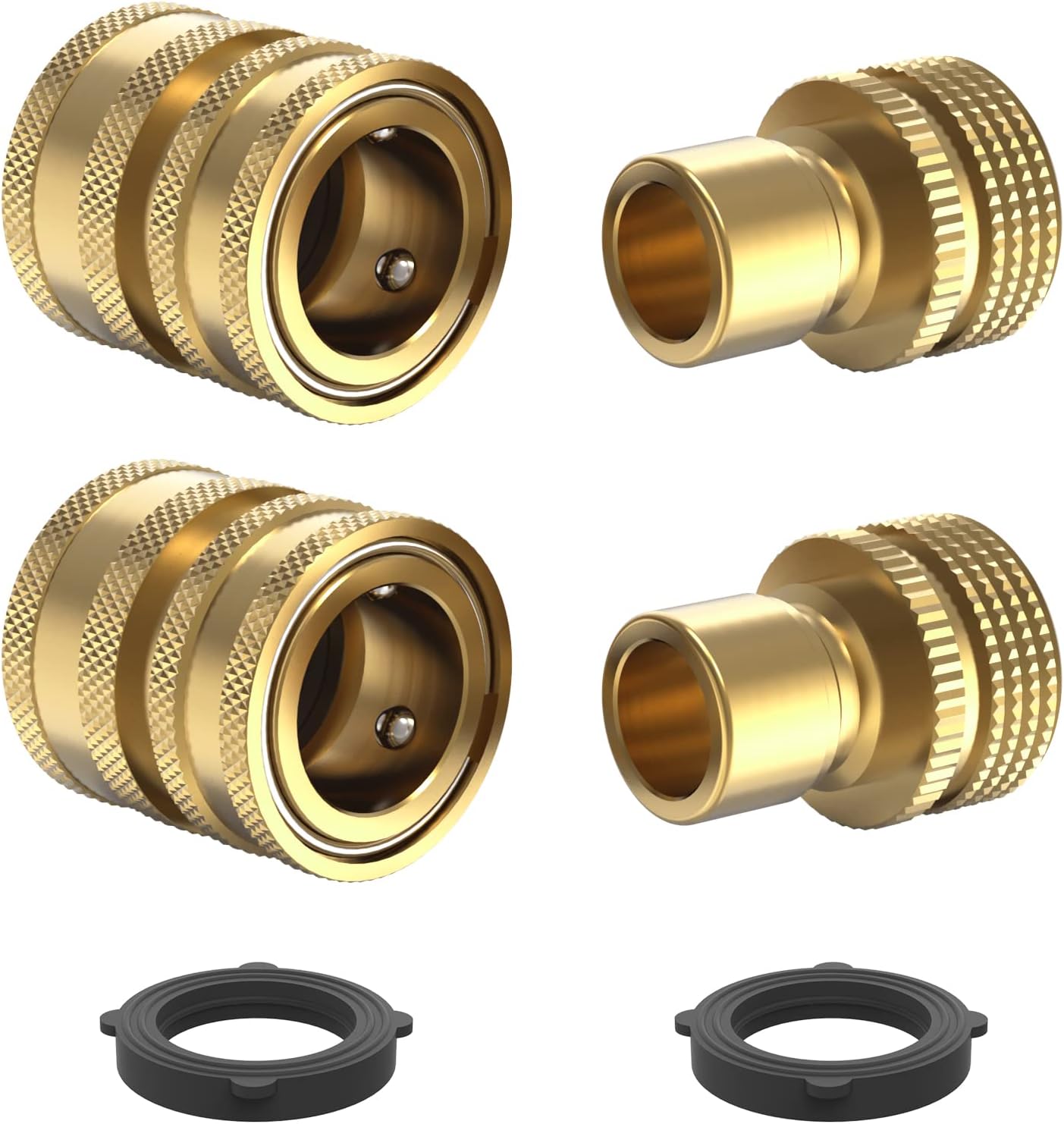 Heavy Duty 3/4 Garden Hose Quick Connect Fittings, Water Lock Splitter, Sink Spigot Connectors, No Leak Connection, 2 Adapters Included - Image 1