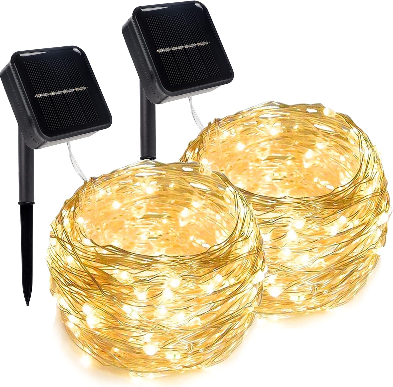 2 Pack Solar String Lights Outdoor, Total 80 FT 240 LED Solar Fairy Lights Outside Waterproof 8 Modes, Christmas Tree Light for Patio Garden Party Backyard Wedding Decor Warm White - Image 1