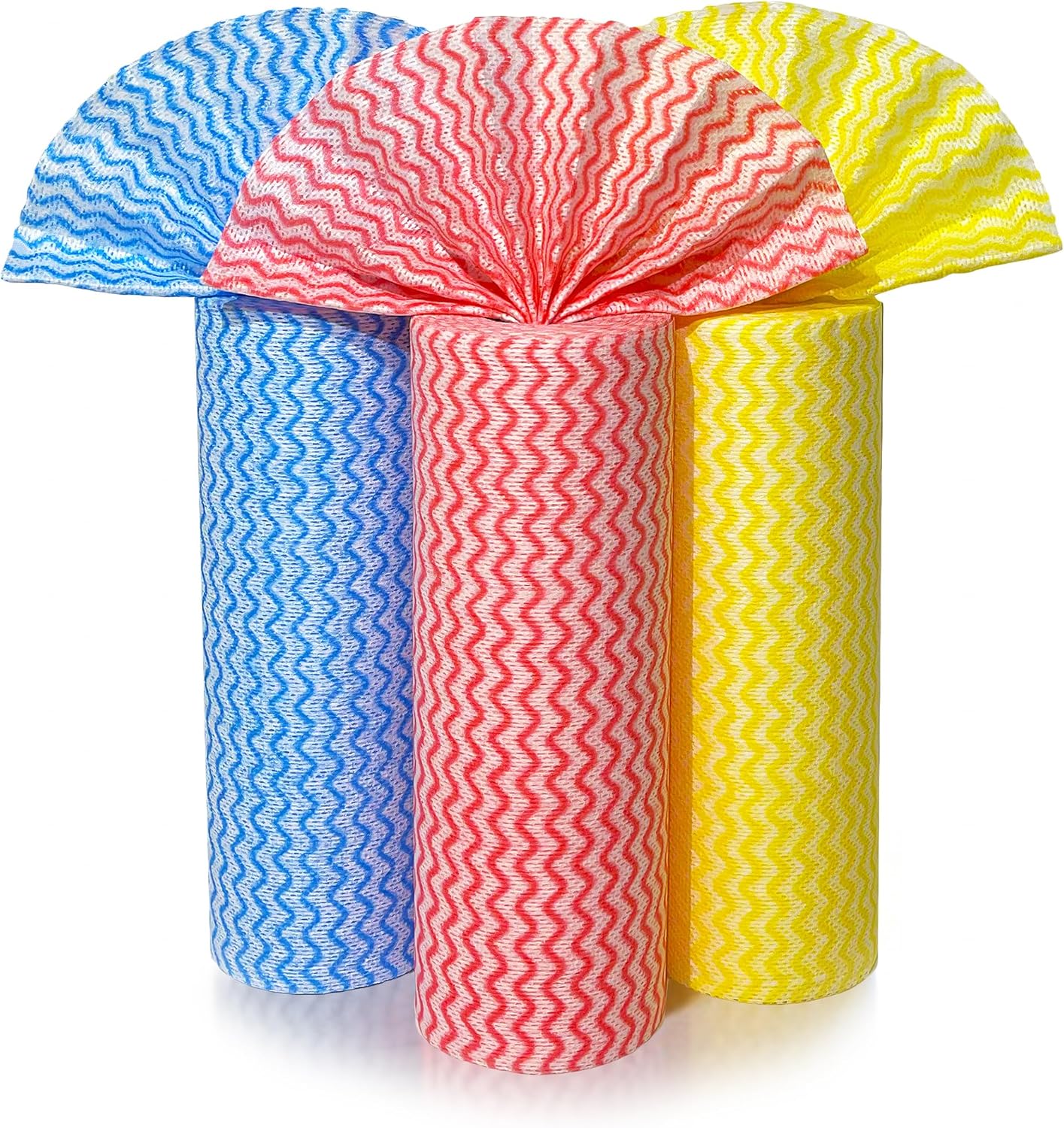 Disposable Cleaning Cloths Wipe Roll, Dish Wash Cloths, Cleaning Washcloth Towel for Kitchen Bathroom Furniture and Car, One-Hand Tearing (Pack of 3-Rolls, 150-Sheets Total) - Image 1