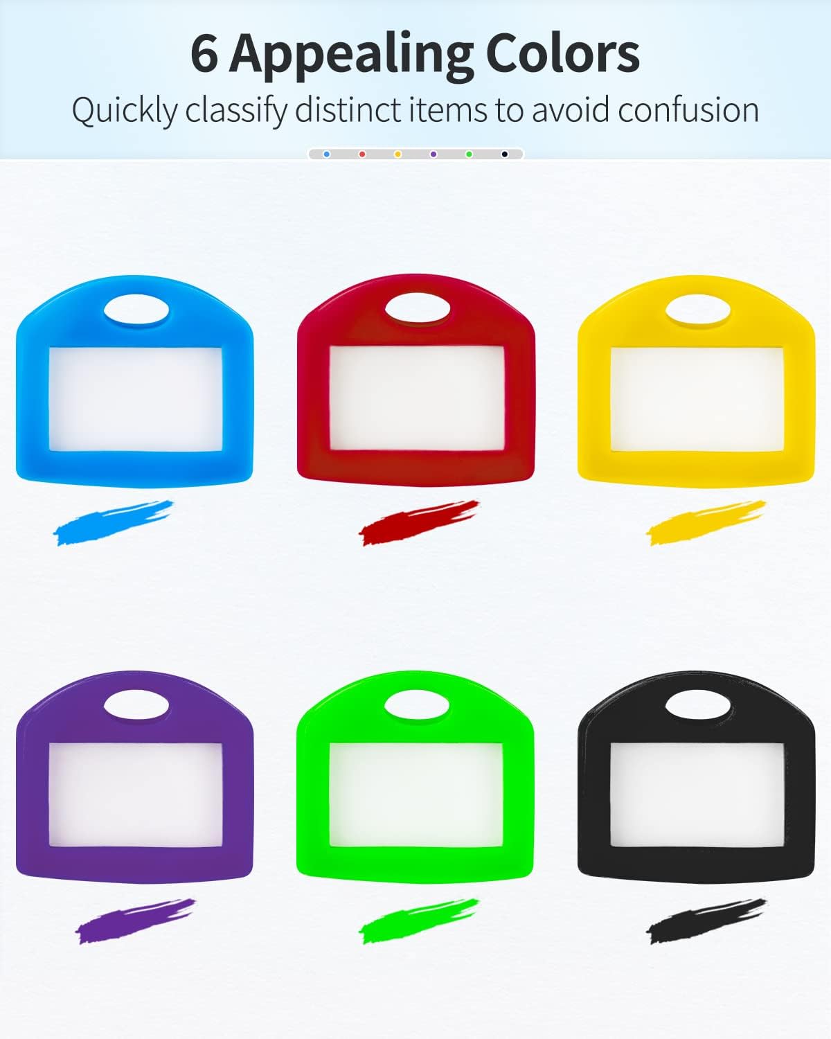 24 Pcs Key Covers Caps 1 Inch Key Covers Protectors with Blank Paper Labels and Clear Windows Soft Key Identifiers for Standard Regular Thin Flat House Keys (Not for Odd-Shaped), 6 Colors - Image 2