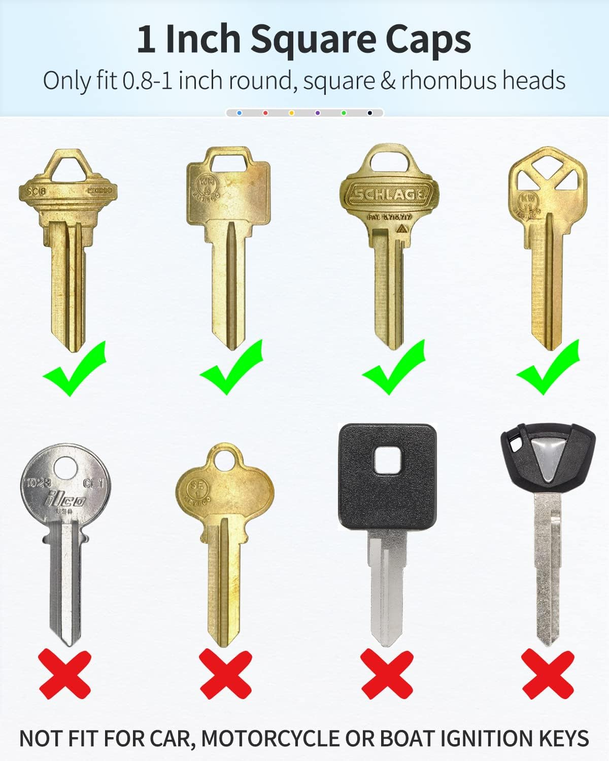24 Pcs Key Covers Caps 1 Inch Key Covers Protectors with Blank Paper Labels and Clear Windows Soft Key Identifiers for Standard Regular Thin Flat House Keys (Not for Odd-Shaped), 6 Colors - Image 3