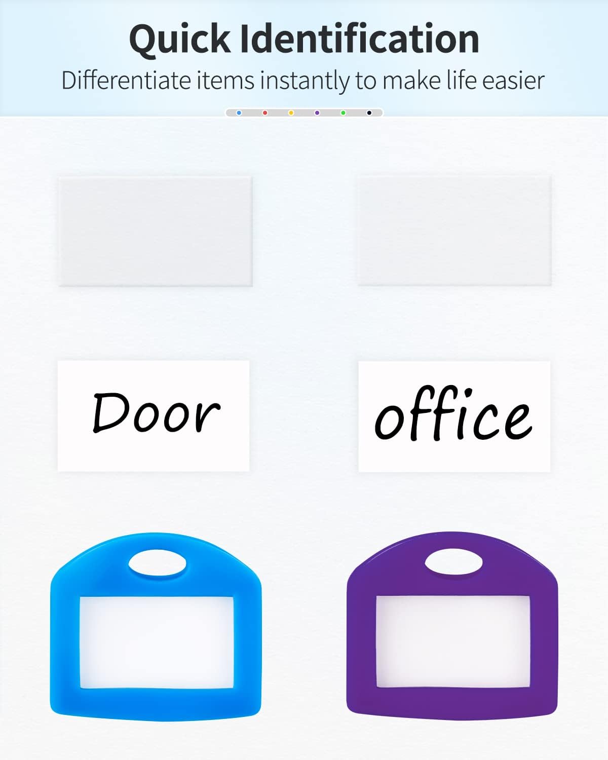24 Pcs Key Covers Caps 1 Inch Key Covers Protectors with Blank Paper Labels and Clear Windows Soft Key Identifiers for Standard Regular Thin Flat House Keys (Not for Odd-Shaped), 6 Colors - Image 6