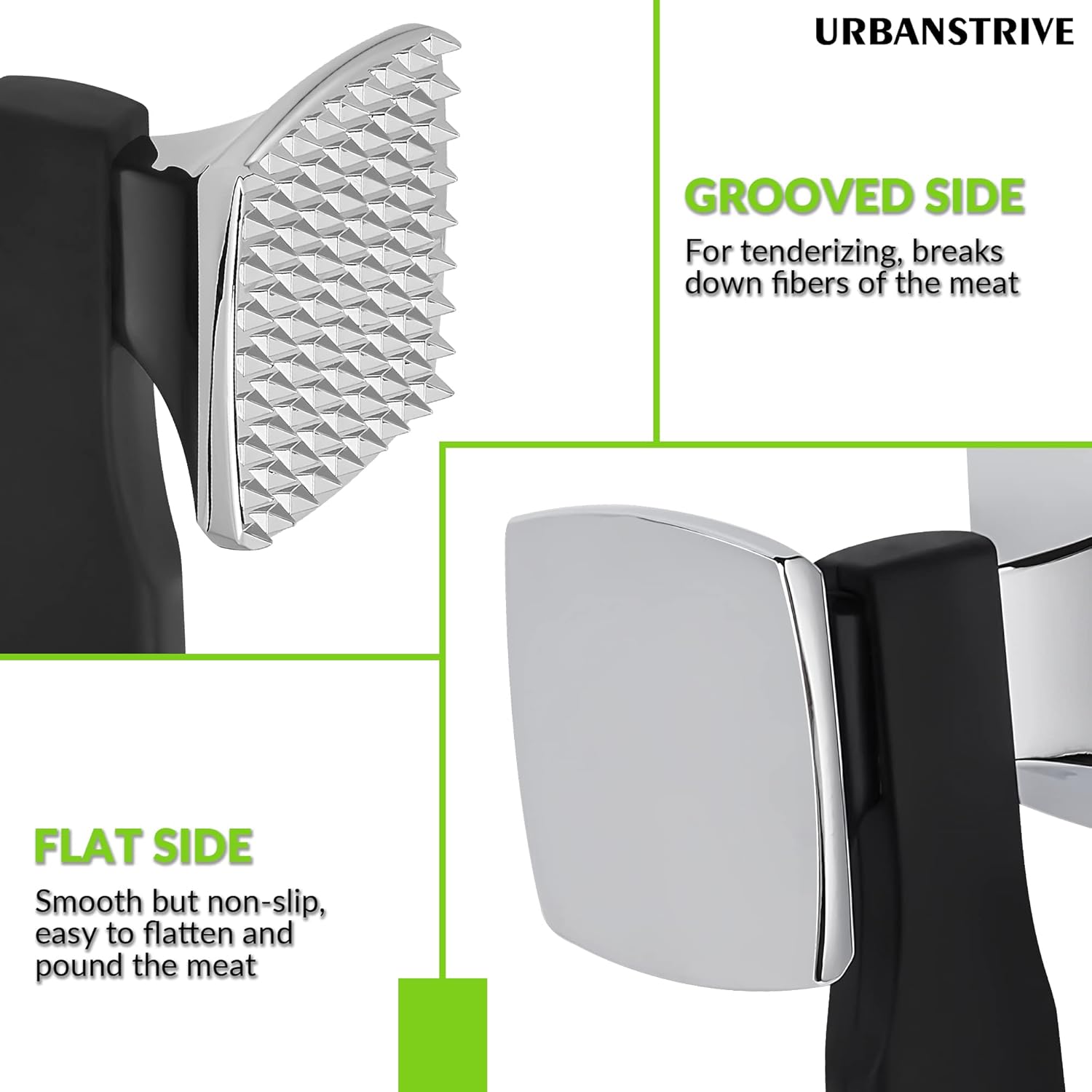 Premium Heavy Duty Meat Tenderizer Hammer, Stainless Steel Meat Mallet Tenderizer, Dual-Sided Meat Hammer Tenderizer, Meat Pounder Kitchen Mallet for Beef, Chicken Pounder, Black - Image 5