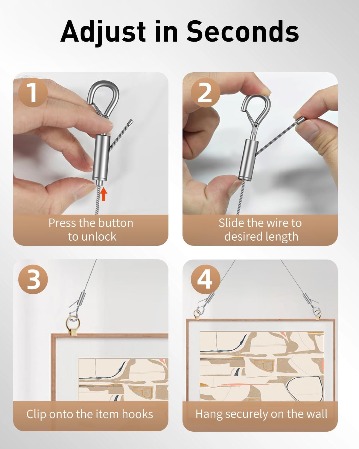 Adjustable Picture Hanging Wire, 6.6 Feet 1/16
