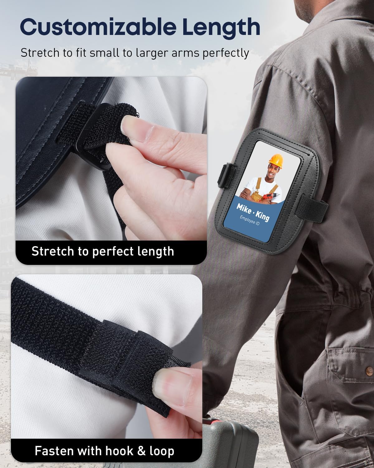 2 Pack Arm Badge Holder for Men, Leather ID Badge Holder, ID Holder, Armband Badge Holder with Adjustable Elastic Arm Band, Ski Pass Holder for Work, Gym, Running & Outdoor Sports - Image 5