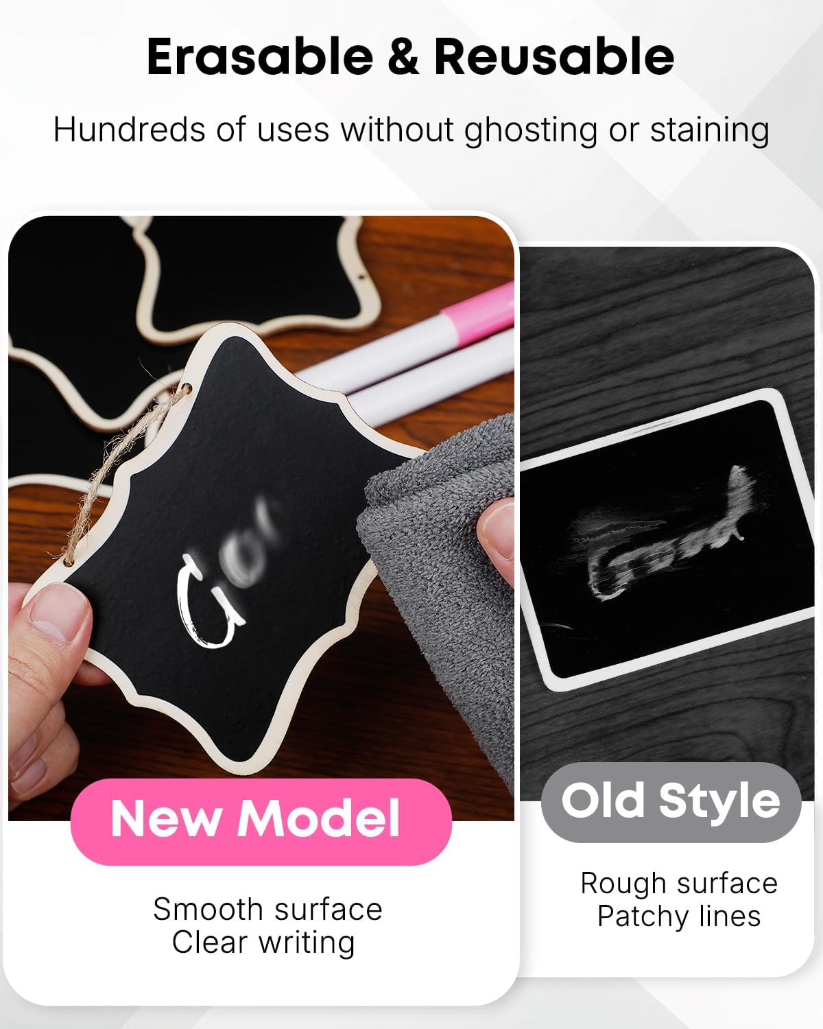 24 Pack Mini Chalkboard Signs for Food, Small Chalkboard Signs with Strings Chalk Markers & Replacement Stickers, Hanging Chalkboards Sign Reusable Wooden Food Labels for Party Buffet Wedding - Image 4