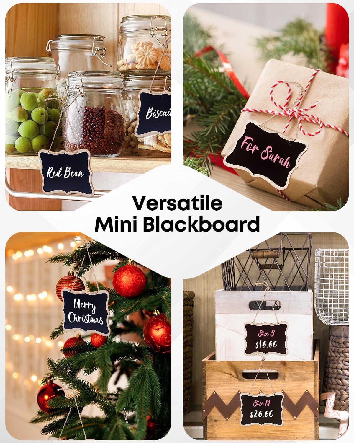 24 Pack Mini Chalkboard Signs for Food, Small Chalkboard Signs with Strings Chalk Markers & Replacement Stickers, Hanging Chalkboards Sign Reusable Wooden Food Labels for Party Buffet Wedding - Image 6