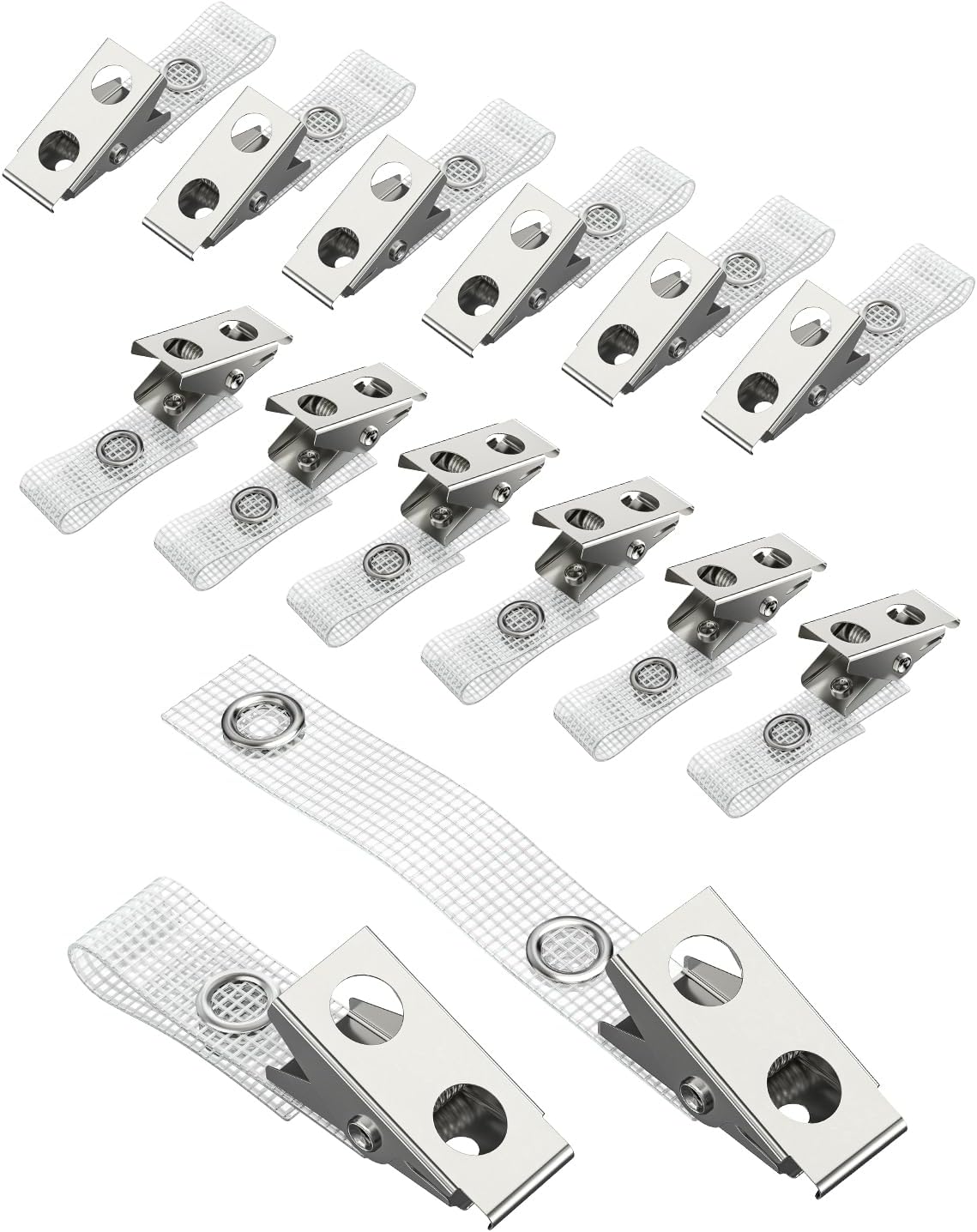 50 Pcs Metal Badge Clips with Grid Surface PVC Straps Double-Hole ID Badge Clips and Straps with Snap Heavy-Duty ID Strap Clips for Badge Name Tag for ID Card Holders - Image 8