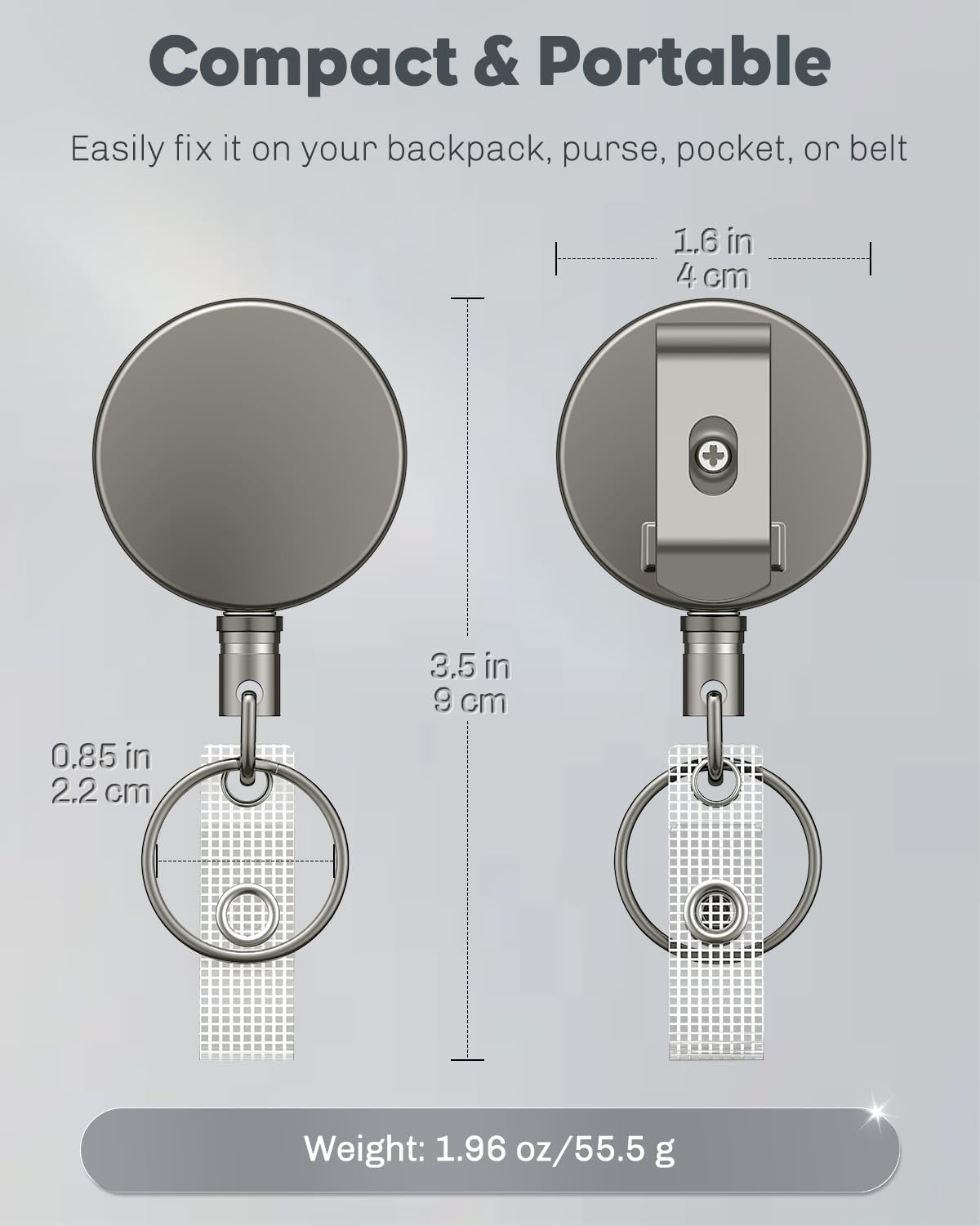 3 Pack Sliding Badge Holder Vertical Plastic Case and 2 Pack Metal Retractable Keychain Heavy Duty Metal Retractable Badge Reel - Image 7
