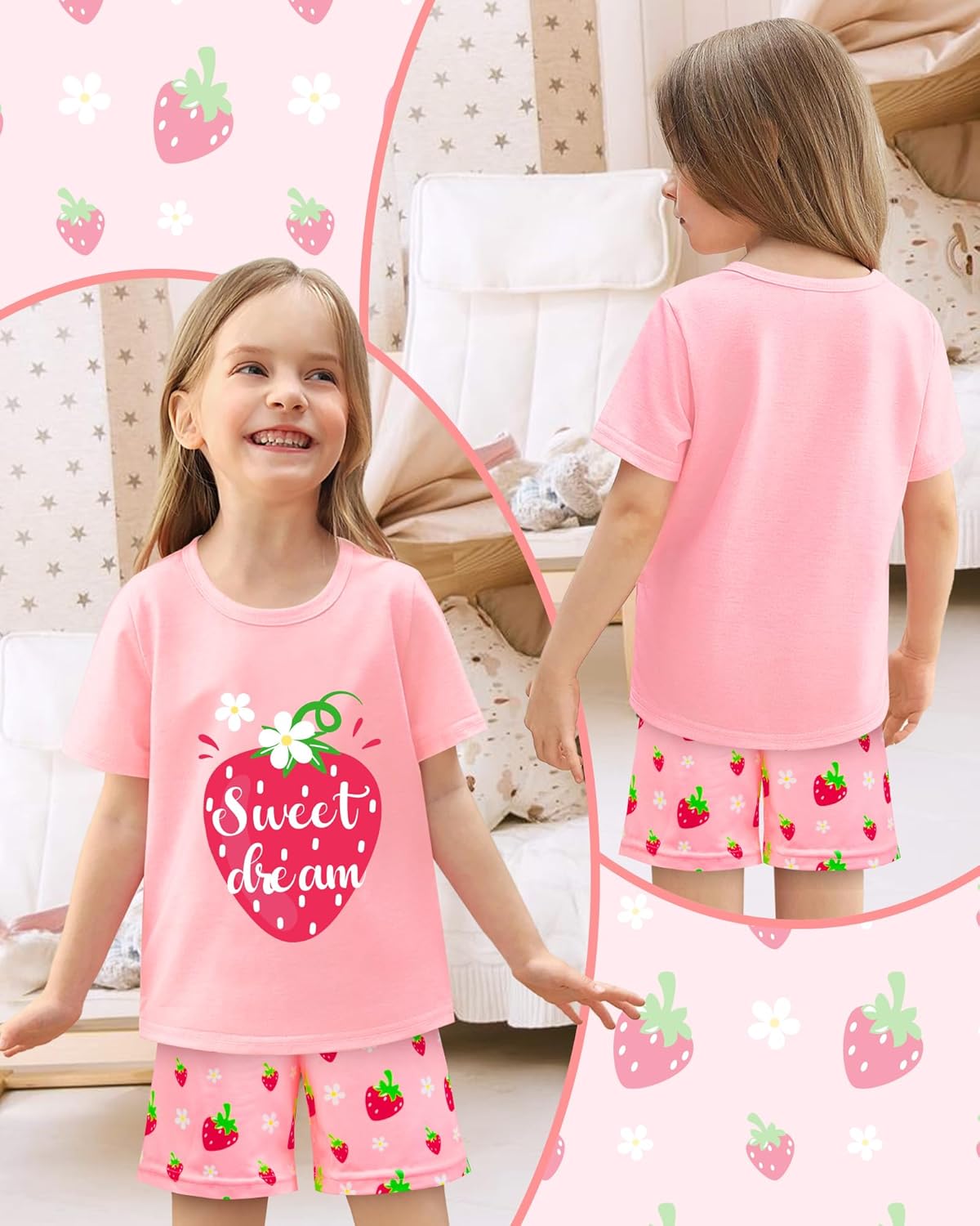 Girls Pajamas Short Sleeve Toddler Summer Pjs Girls' Sleepwear 2 Pieces Lounge Sets Kids Clothes 3T-14Y - Image 2