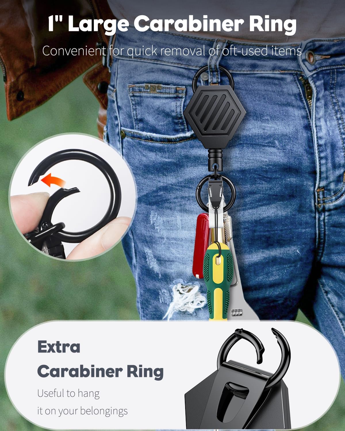 Heavy Duty Retractable Keychain with Magnetic Closure Retractable Badge Reel for up to 16 oz Magnetic ID Badge Holder Reel with 3 Pack Sliding Badge Holder Vertical Plastic Case - Image 5