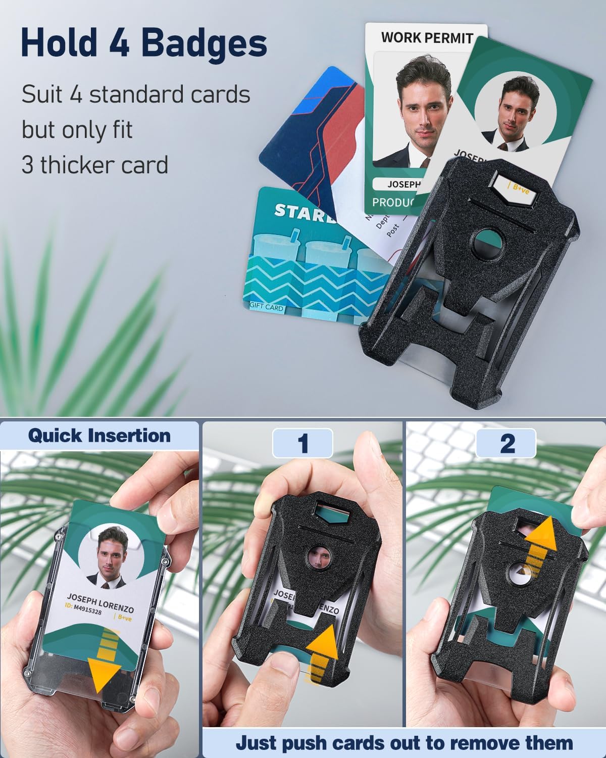 2 Pack Heavy Duty Badge Holder with Clear Window and 2 Pack Thumb-Slot Badge Holder Clear ID Card Holders for Office School ID Credit Cards Proximity Cards Driver’s Licenses Passes - Image 4
