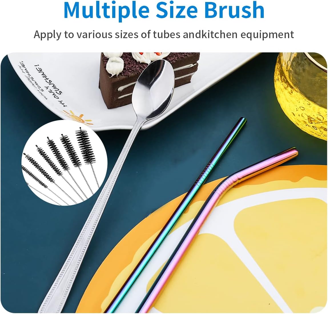 10PCS Flexible Drain Brush Straw Cleaner Brush Set,Pipe Cleaners Brush,61Inch Stainless Steel Double-Ended Hose Brush 8.2Inch Nylon Long CPAP Tube Cleaning Brush for Home Kitchen Sink Plumbing - Image 2