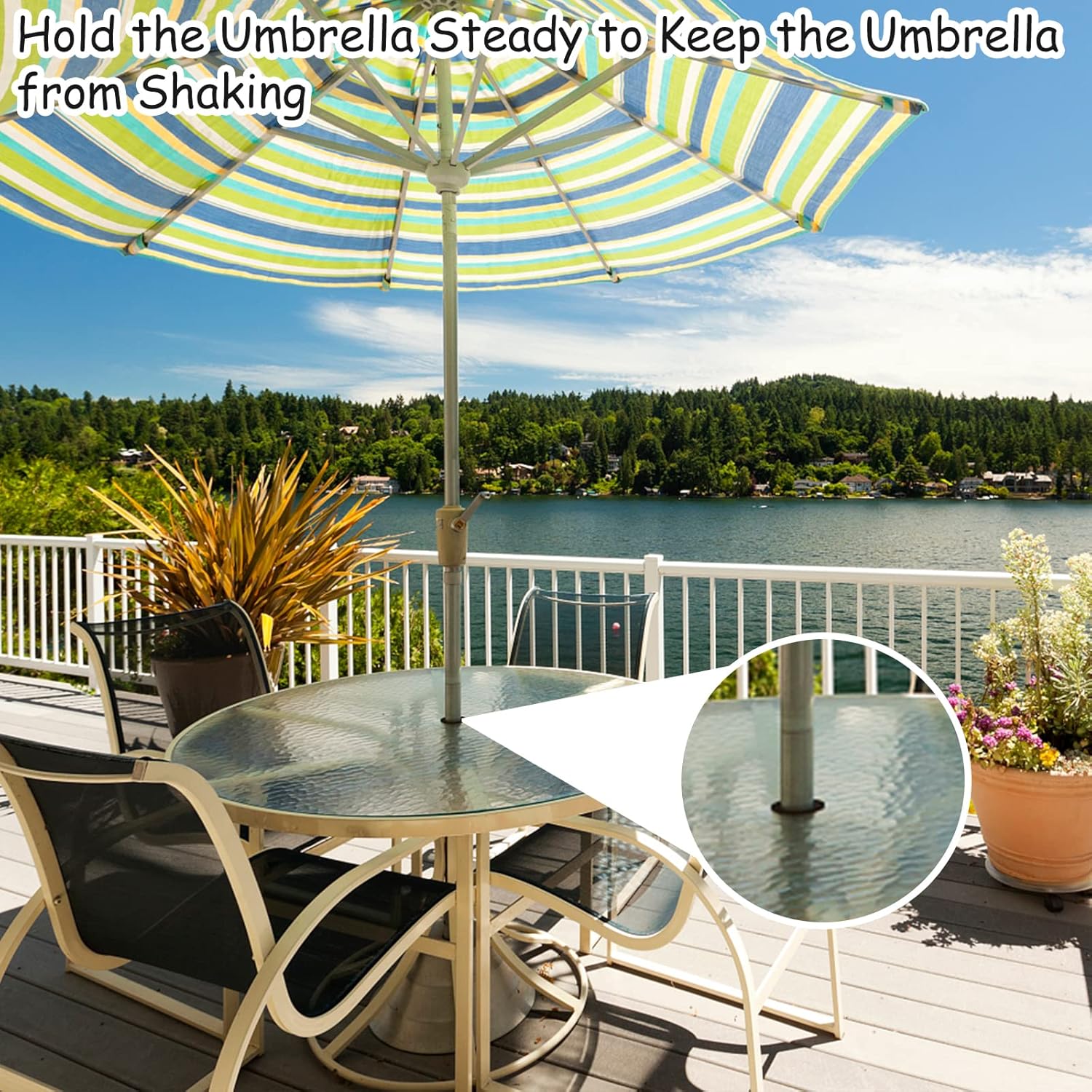 2Pcs Patio Table Umbrella Hole Ring Plug, Silicone Pool Sleeve Stabilizer Cone Wedge, Table Insert for 2-2.5 Inch Hole or 1.5 Inch Adapter (Black) - Image 3
