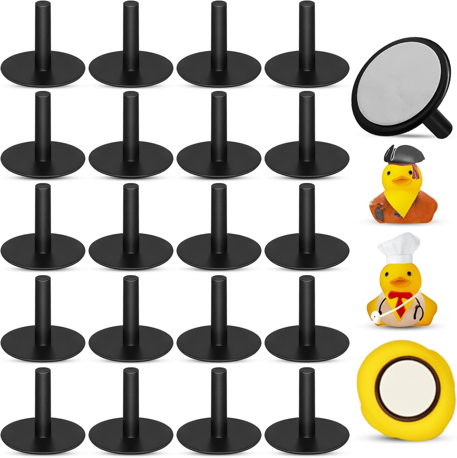 20Pcs Plastic Duck Holder Car, Rubber Duck Plug Ducks Display Fixed Mount Duck Holder, Self-Adhesive Duck Holder for Car, Gift for Car Lover, Black(Rubber Ducks Not Included) - Image 1
