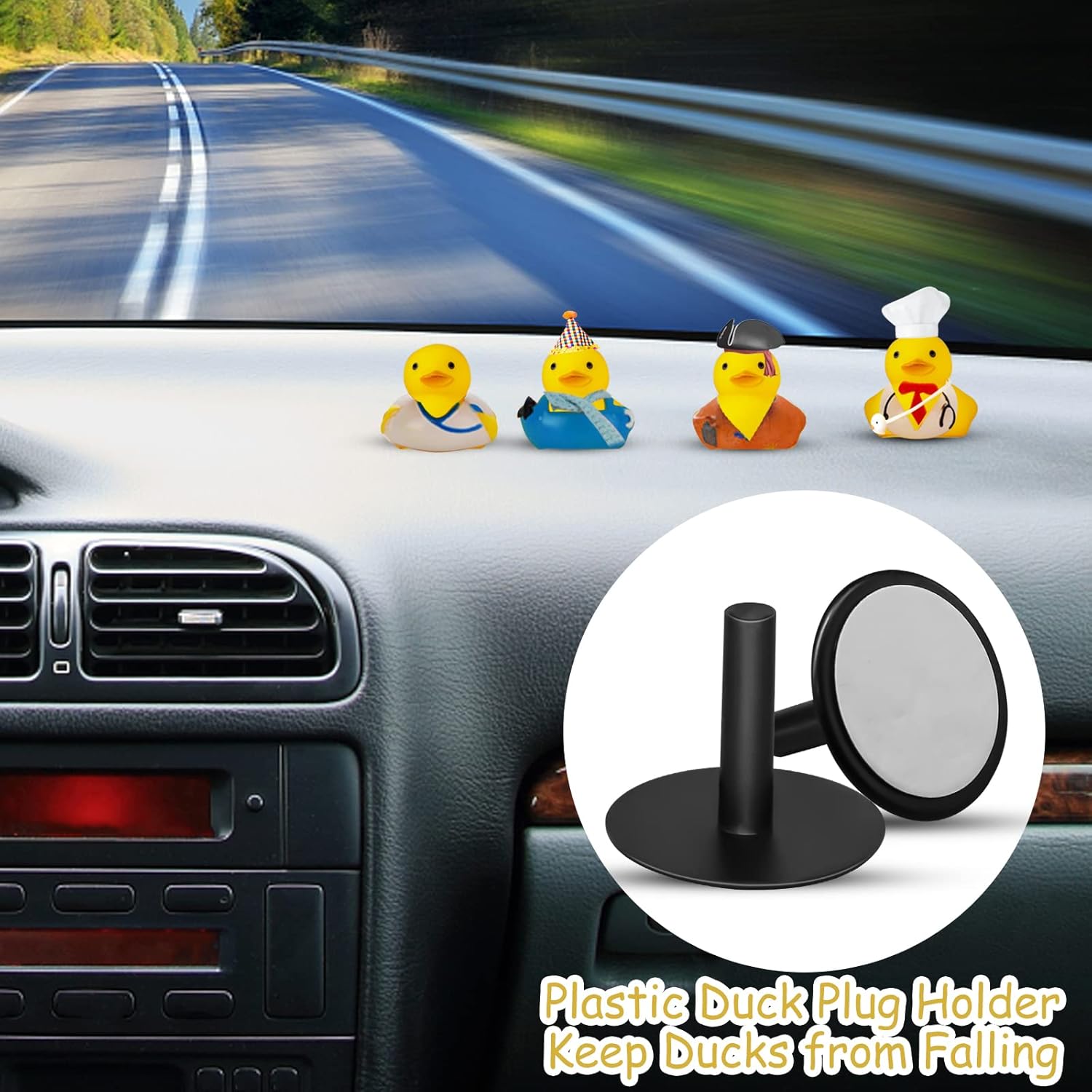 20Pcs Plastic Duck Holder Car, Rubber Duck Plug Ducks Display Fixed Mount Duck Holder, Self-Adhesive Duck Holder for Car, Gift for Car Lover, Black(Rubber Ducks Not Included) - Image 5