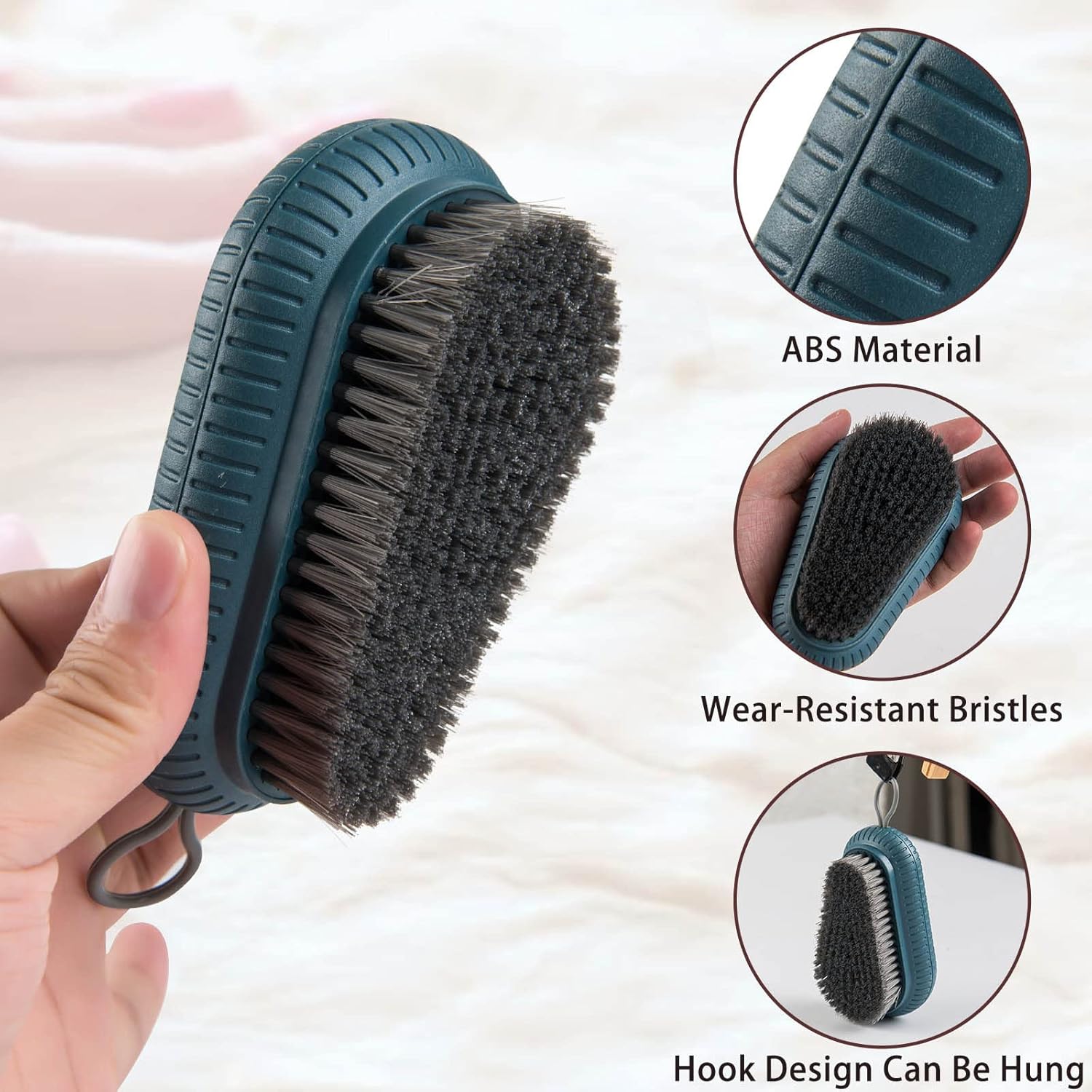 2 Pcs Nail Brush for Cleaning Fingernails, heavy Duty Finger Nail Scrub Brush Hand Scrub Brush with Hanging Rope, Narrow Bristles Fingernail Brush for Cleaning and Scrubbing Fingernails and Toes - Image 3
