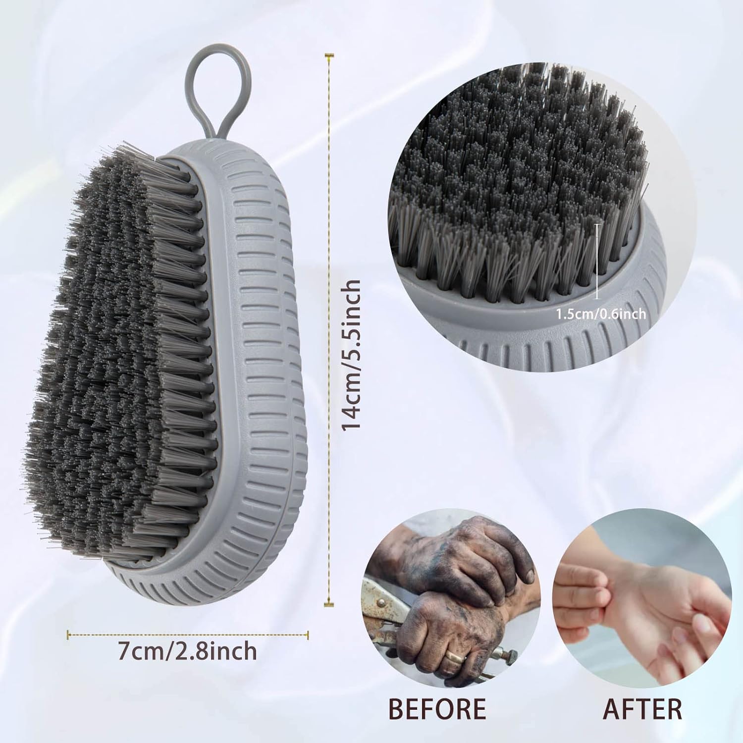 2 Pcs Nail Brush for Cleaning Fingernails, heavy Duty Finger Nail Scrub Brush Hand Scrub Brush with Hanging Rope, Narrow Bristles Fingernail Brush for Cleaning and Scrubbing Fingernails and Toes - Image 7