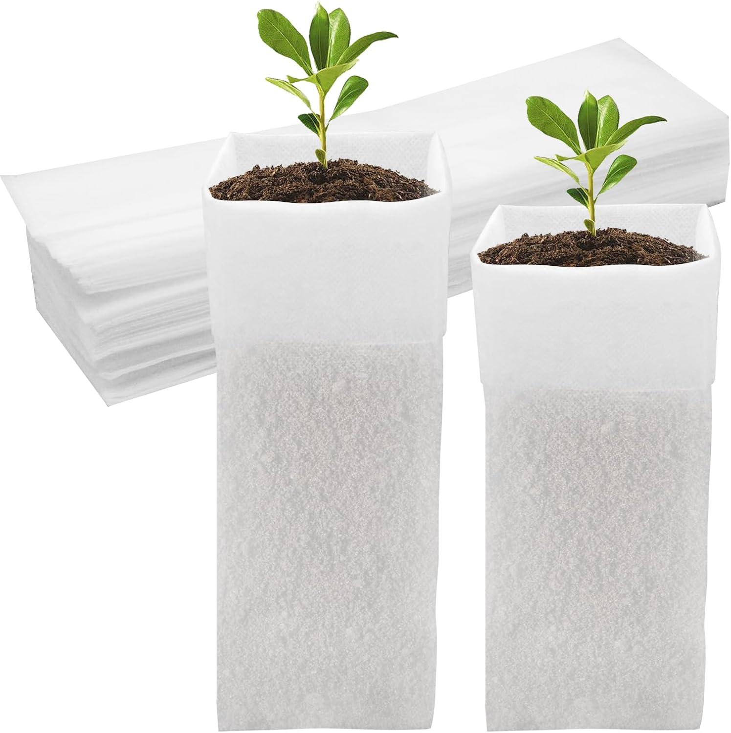 60Pcs Nursery Grow Bags, Biodegradable Non-Woven Fabric Plant Bags, Seedlings Growing Pots for Vegetable Flowers Fruits Tree Planting (12.2 3.3 Inches) - Image 1