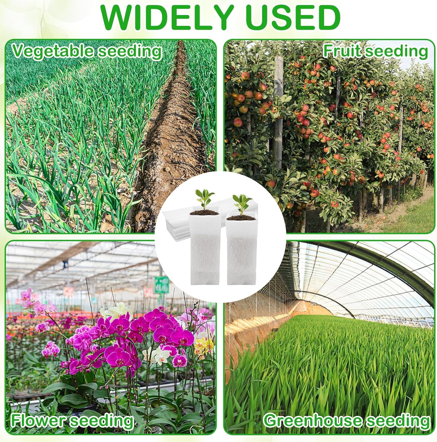 60Pcs Nursery Grow Bags, Biodegradable Non-Woven Fabric Plant Bags, Seedlings Growing Pots for Vegetable Flowers Fruits Tree Planting (12.2 3.3 Inches) - Image 7