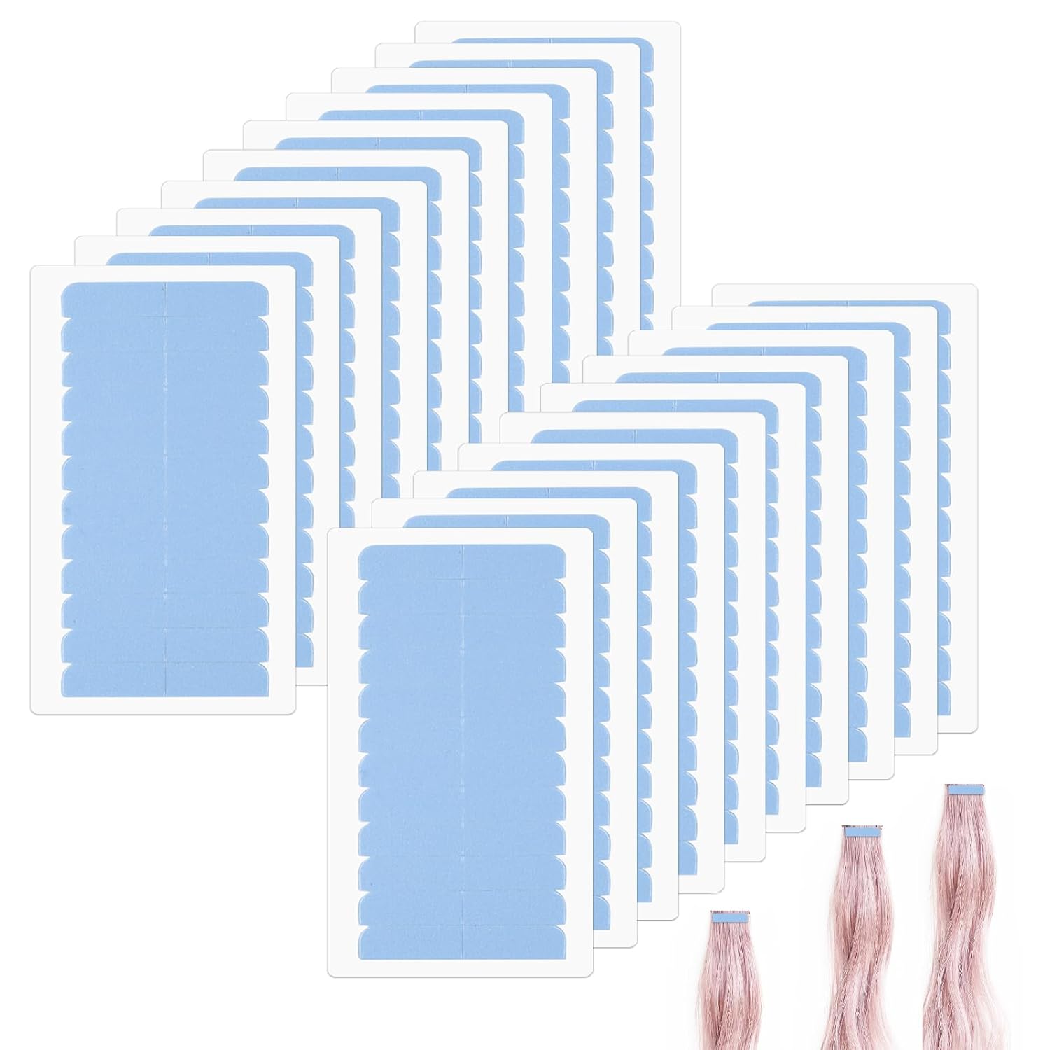 240pcs Beauty Tools Human Hair Tape Extension Replacement, Double Sided Wig Tape (Blue) - Image 1