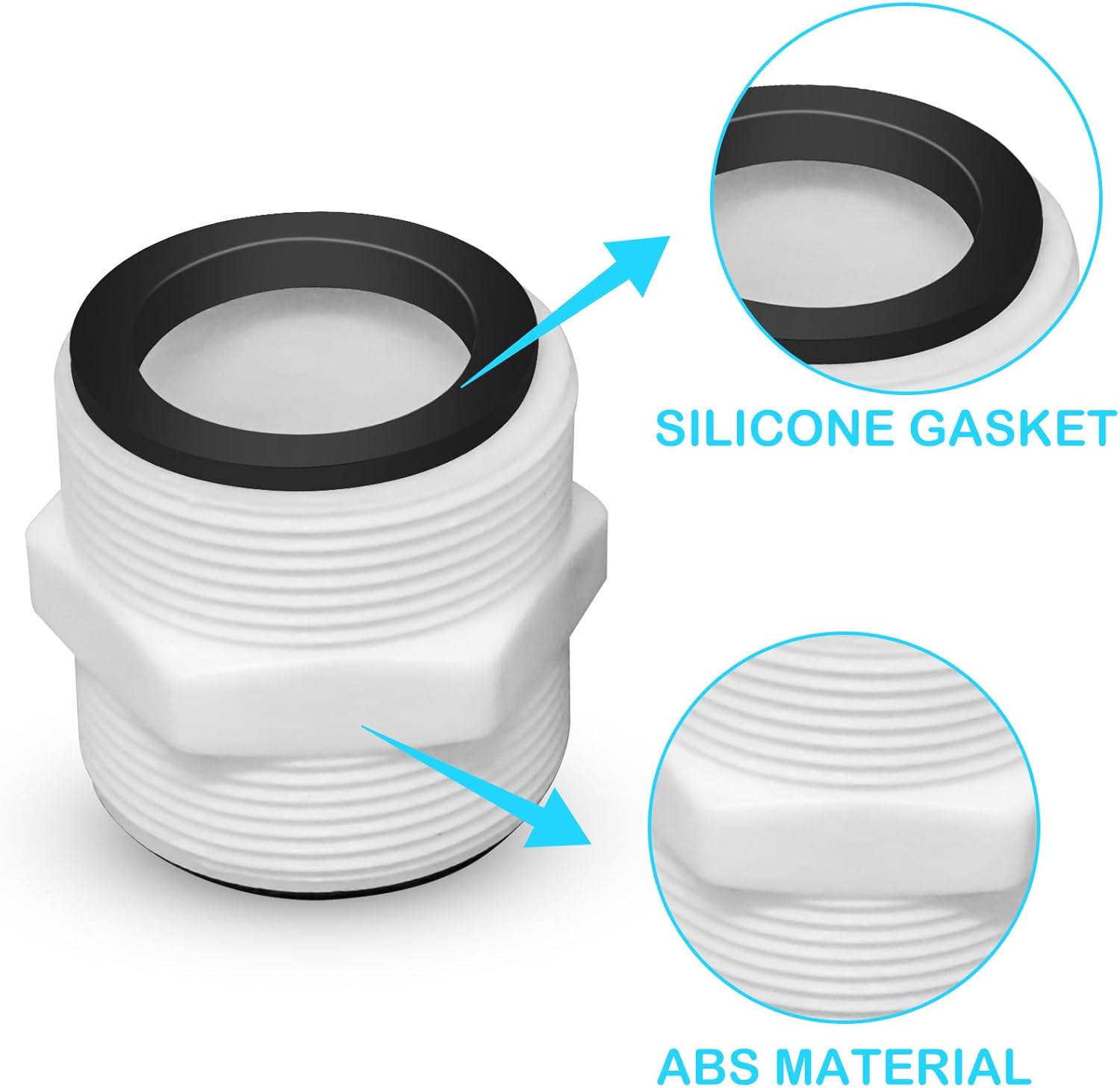 2Pcs 1.5’to 1.5’ Pool Hose Adapter, Pool Hose Connector Coupling Above Ground Pool Hose Adapter Compatible with Intex, Garden Hose Extender with 2 Rings Gaskets for 1.5 Inch Above Ground Pool Hose - Image 3