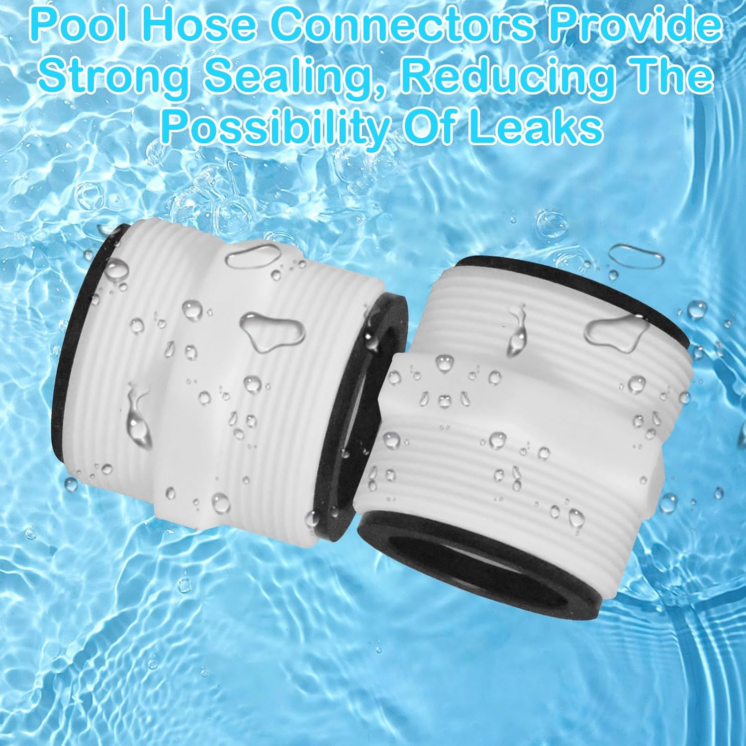 2Pcs 1.5’to 1.5’ Pool Hose Adapter, Pool Hose Connector Coupling Above Ground Pool Hose Adapter Compatible with Intex, Garden Hose Extender with 2 Rings Gaskets for 1.5 Inch Above Ground Pool Hose - Image 4
