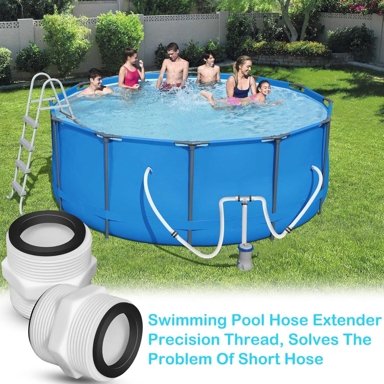 2Pcs 1.5’to 1.5’ Pool Hose Adapter, Pool Hose Connector Coupling Above Ground Pool Hose Adapter Compatible with Intex, Garden Hose Extender with 2 Rings Gaskets for 1.5 Inch Above Ground Pool Hose - Image 6