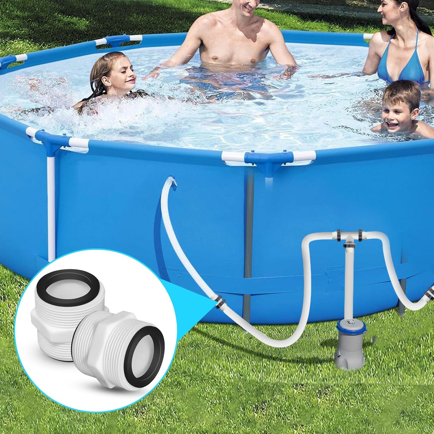 2Pcs 1.5’to 1.5’ Pool Hose Adapter, Pool Hose Connector Coupling Above Ground Pool Hose Adapter Compatible with Intex, Garden Hose Extender with 2 Rings Gaskets for 1.5 Inch Above Ground Pool Hose - Image 7