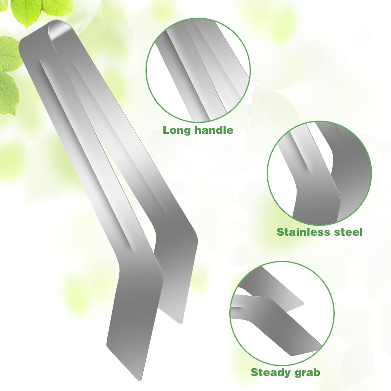 2Pcs Seedling Transplant Tongs, Gardening Plants Transplant Tongs Stainless Steel Seedling Remove Transplanting Pliers, Gardening Supplies Plant Seed Starting Tools, Reduce Root Damage (8.7 Inch) - Image 3