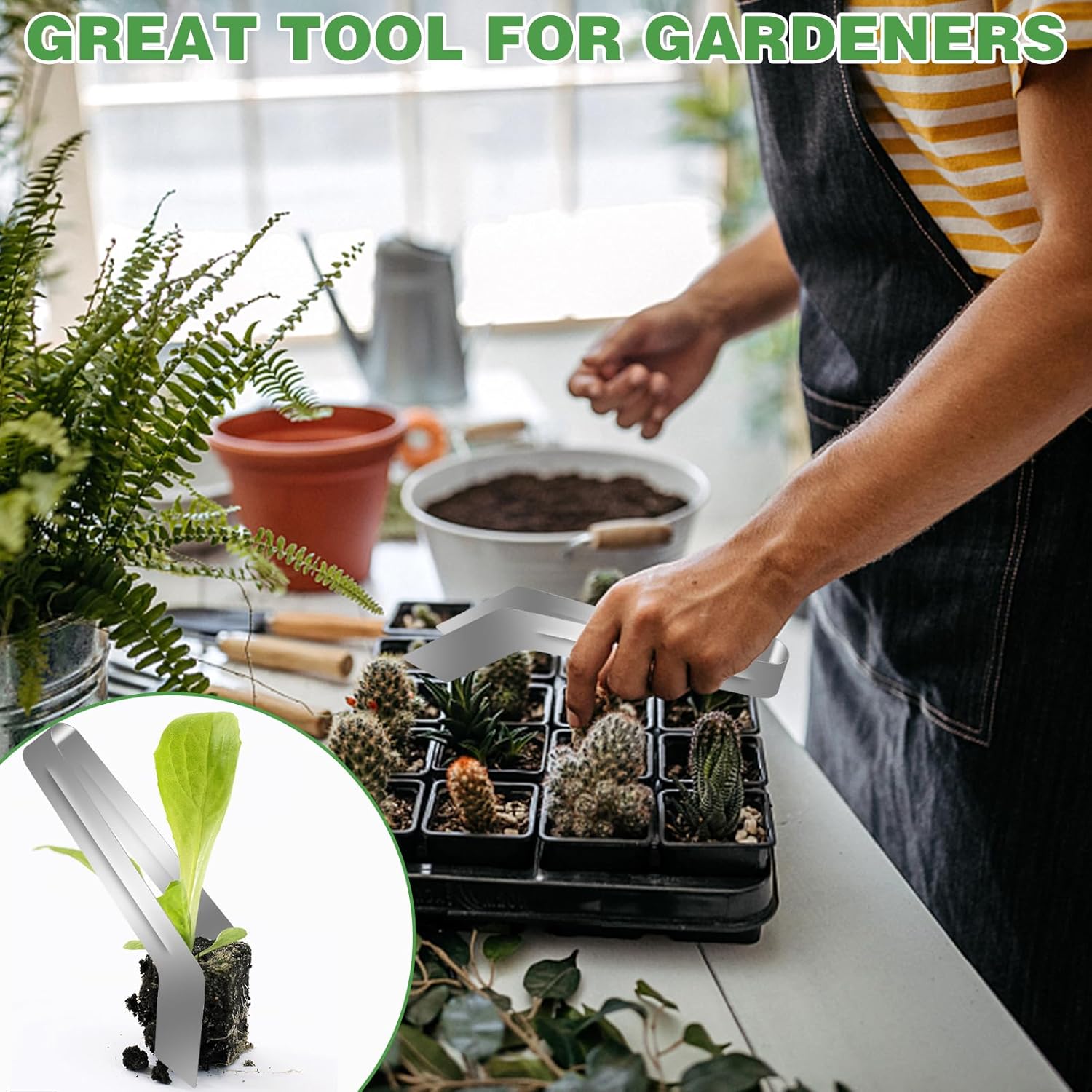 2Pcs Seedling Transplant Tongs, Gardening Plants Transplant Tongs Stainless Steel Seedling Remove Transplanting Pliers, Gardening Supplies Plant Seed Starting Tools, Reduce Root Damage (8.7 Inch) - Image 6