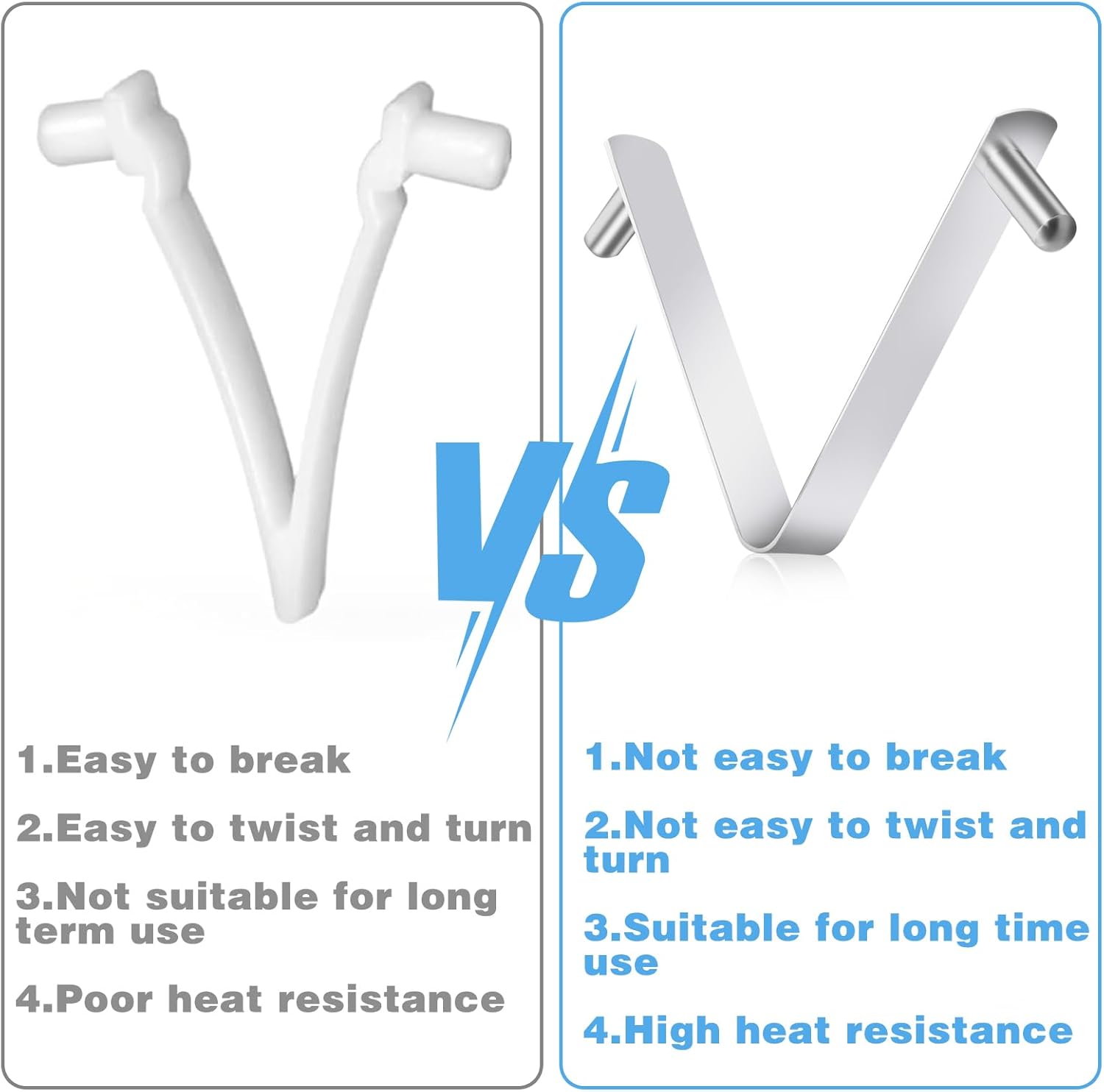 9Pcs Pool Brush Clip V-Shaped Clip, Innovative Pool Hooks for Poles Double Pin Spring Button Clip for Stainless Steel Clips, Applies to Pool Swimming Pools & Accessories Tools Pool Pole Clips - Image 4