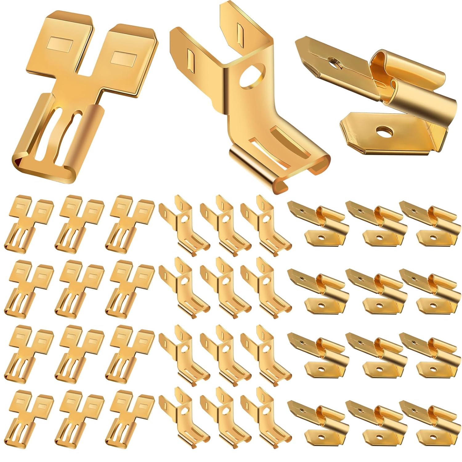 36Pcs Connectors Combination Kit: Double Spade, Piggyback, Chair Terminal Quick Disconnect Adapter - 12 Each Female Spade Connector - Image 1