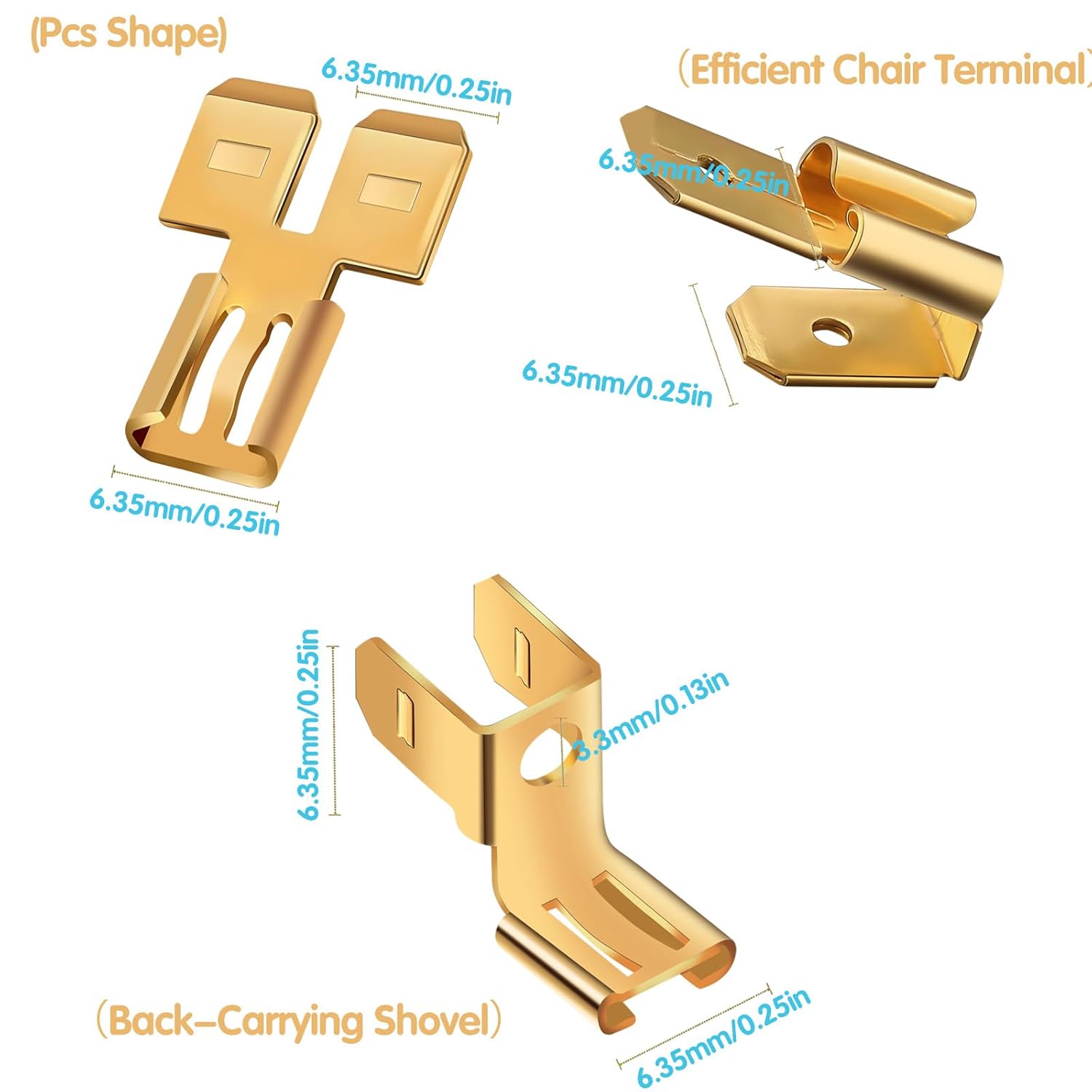 36Pcs Connectors Combination Kit: Double Spade, Piggyback, Chair Terminal Quick Disconnect Adapter - 12 Each Female Spade Connector - Image 2