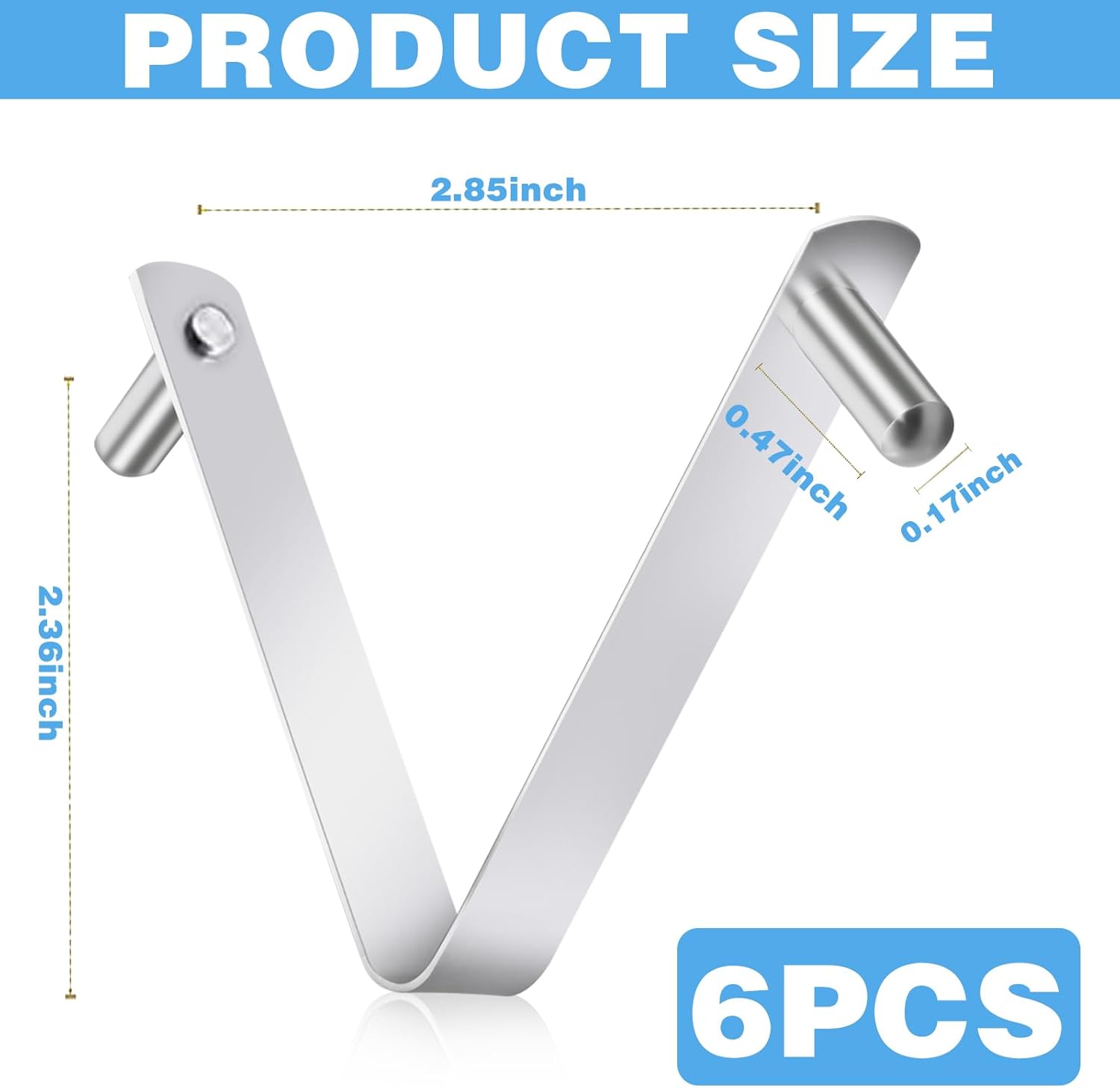 6Pcs Pool Brush Clip V-Shaped Clip, Pool Hooks for Poles Swimming Pools & Accessories Pool Pole Clips, Suitable Double Pin Pool Accessories Tools for Brushes Skimmers Pool Net Stainless Steel Clips - Image 2