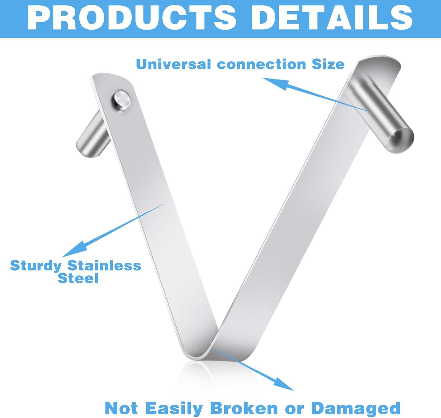 6Pcs Pool Brush Clip V-Shaped Clip, Pool Hooks for Poles Swimming Pools & Accessories Pool Pole Clips, Suitable Double Pin Pool Accessories Tools for Brushes Skimmers Pool Net Stainless Steel Clips - Image 3