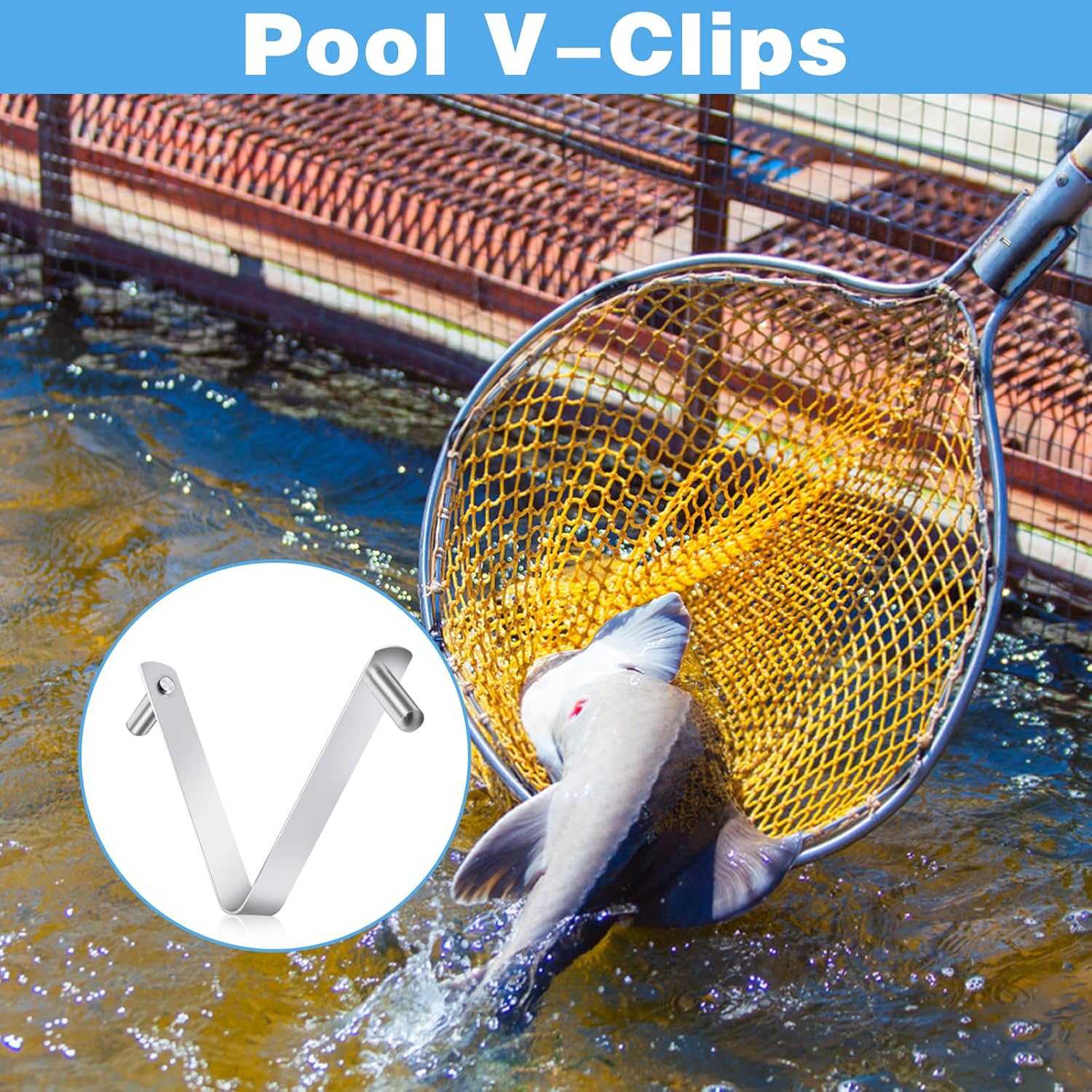 6Pcs Pool Brush Clip V-Shaped Clip, Pool Hooks for Poles Swimming Pools & Accessories Pool Pole Clips, Suitable Double Pin Pool Accessories Tools for Brushes Skimmers Pool Net Stainless Steel Clips - Image 6