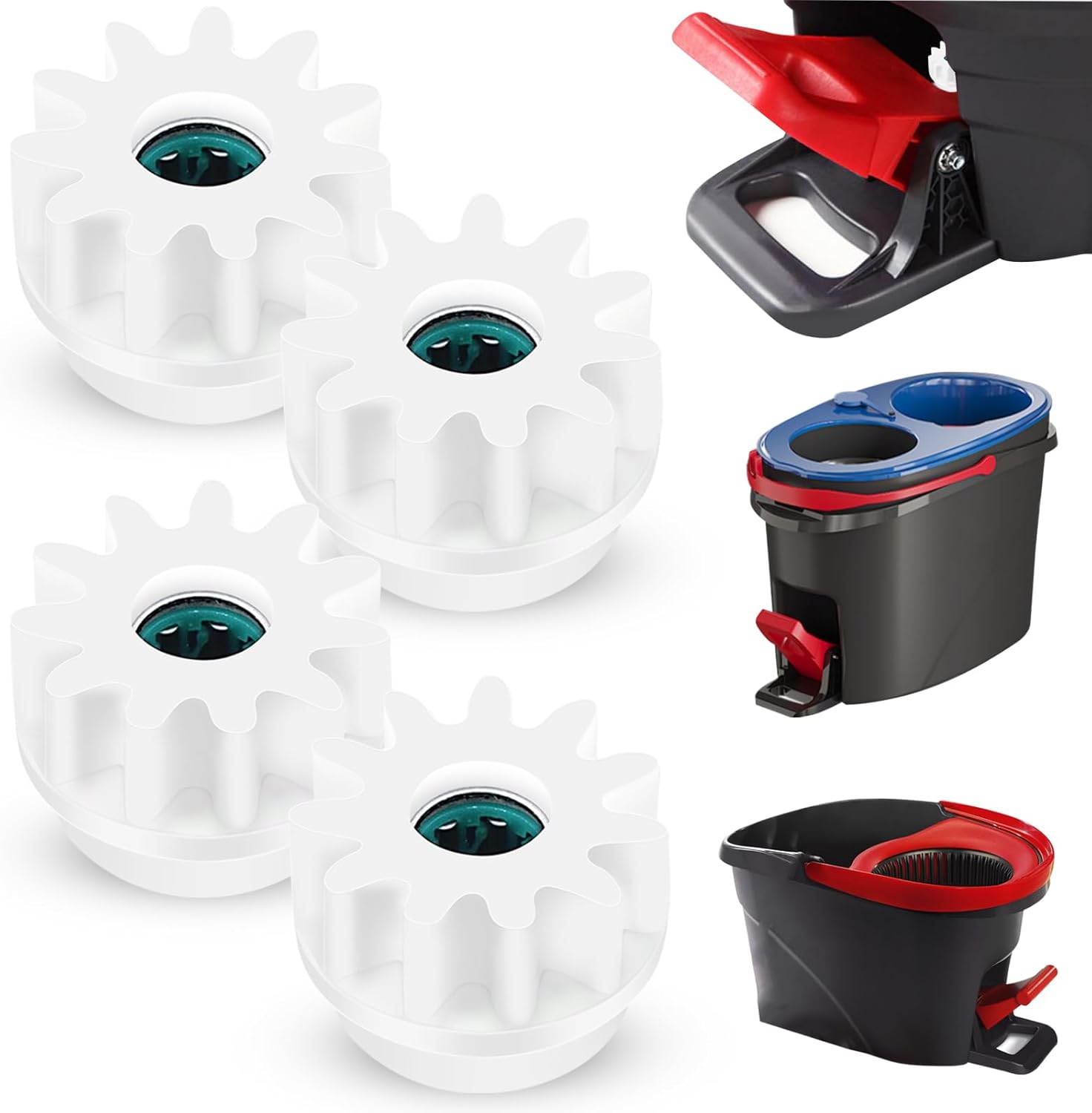 4Pcs Spin Mop Replacement Parts, Spin Mop Bucket Clutch Bearing Gear Sprockets Replacement Compatible with Ocedar, One Way Bearing Sprockets Pedal Repair Replacement for Vileda and More Rotation Mop - Image 1