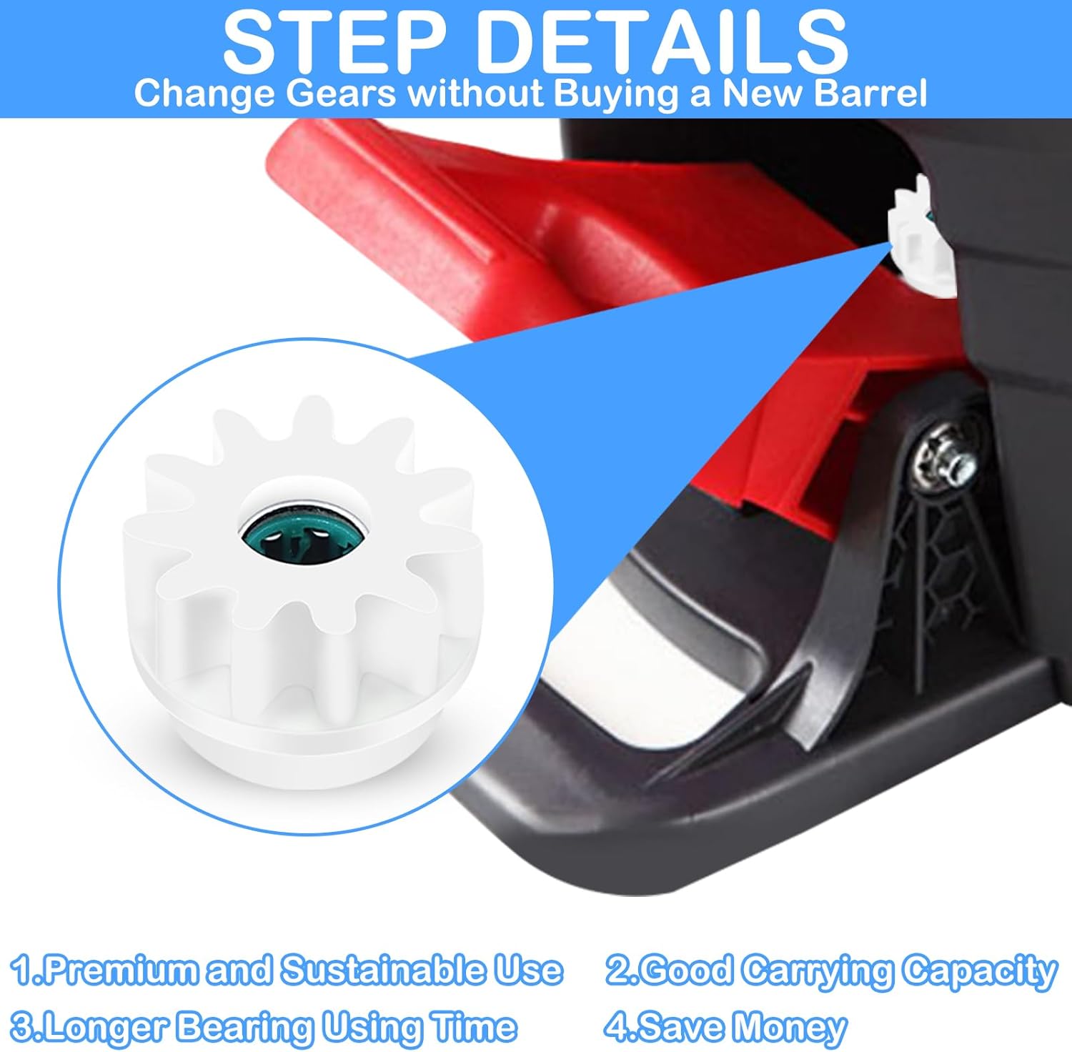 4Pcs Spin Mop Replacement Parts, Spin Mop Bucket Clutch Bearing Gear Sprockets Replacement Compatible with Ocedar, One Way Bearing Sprockets Pedal Repair Replacement for Vileda and More Rotation Mop - Image 5
